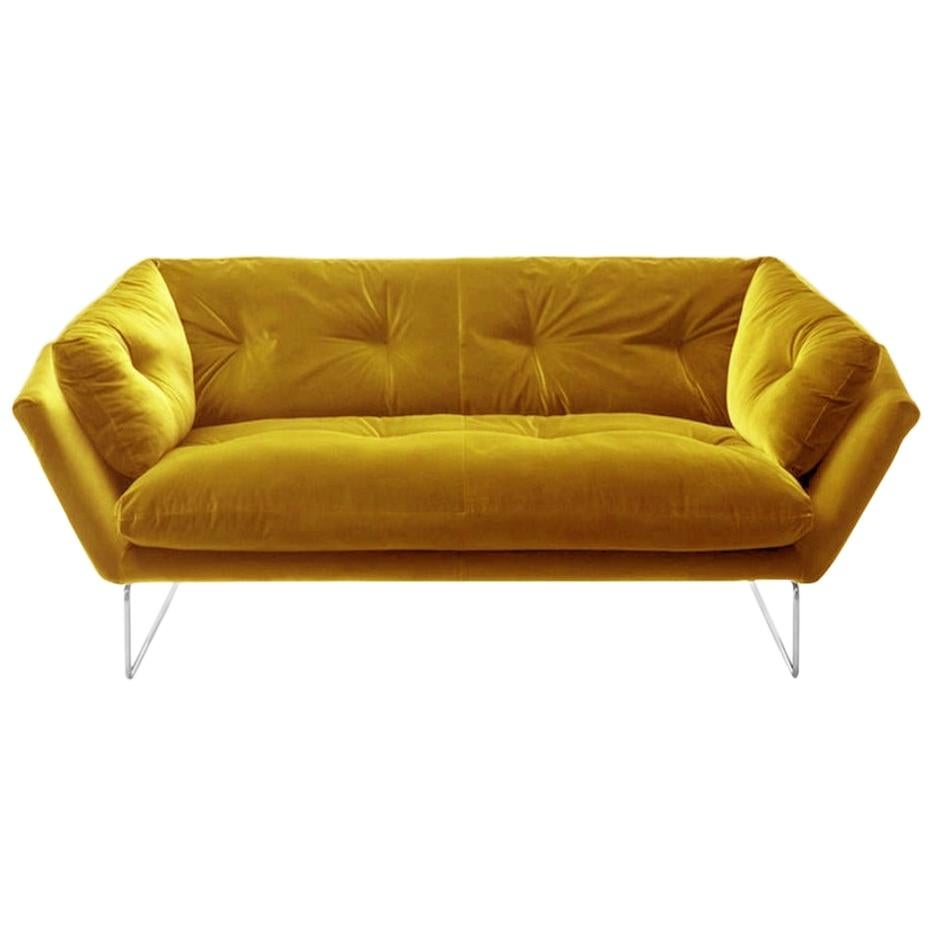 Yellow Velvet New York Suite Sofa, Designed by Sergio Bicego, Made in Italy