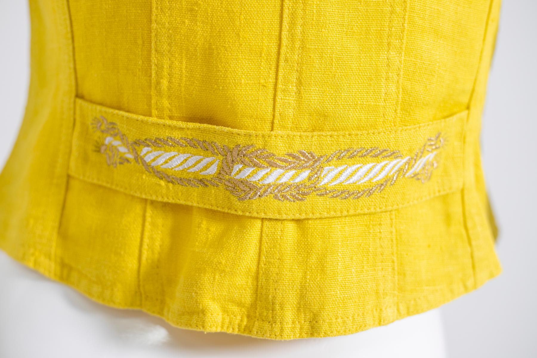 Yellow Vest for Woman in Linen by Rocco Barocco Jeans, Made in Italy In Good Condition In Milano, IT