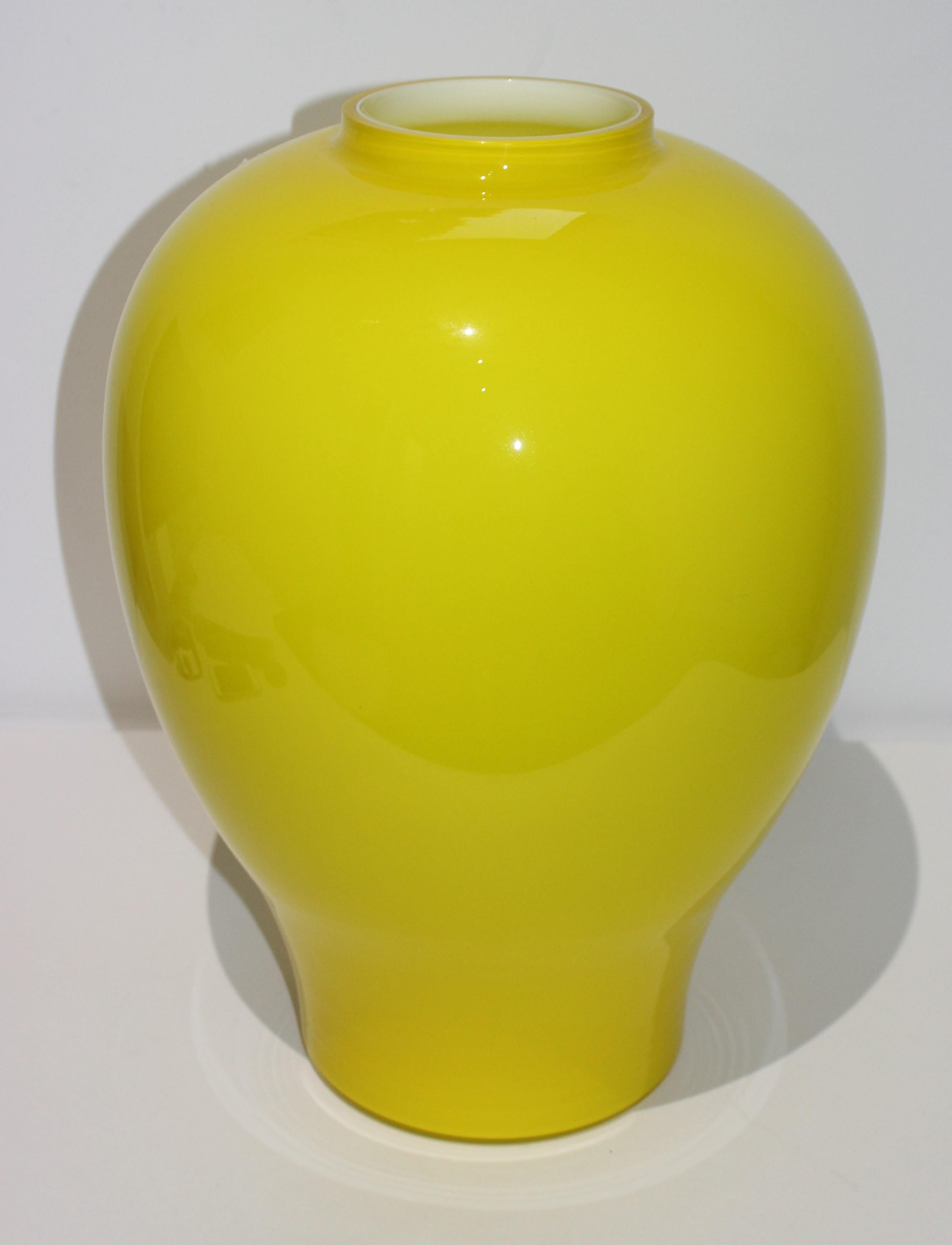 Italian Yellow Vetri Murano Glass Vase