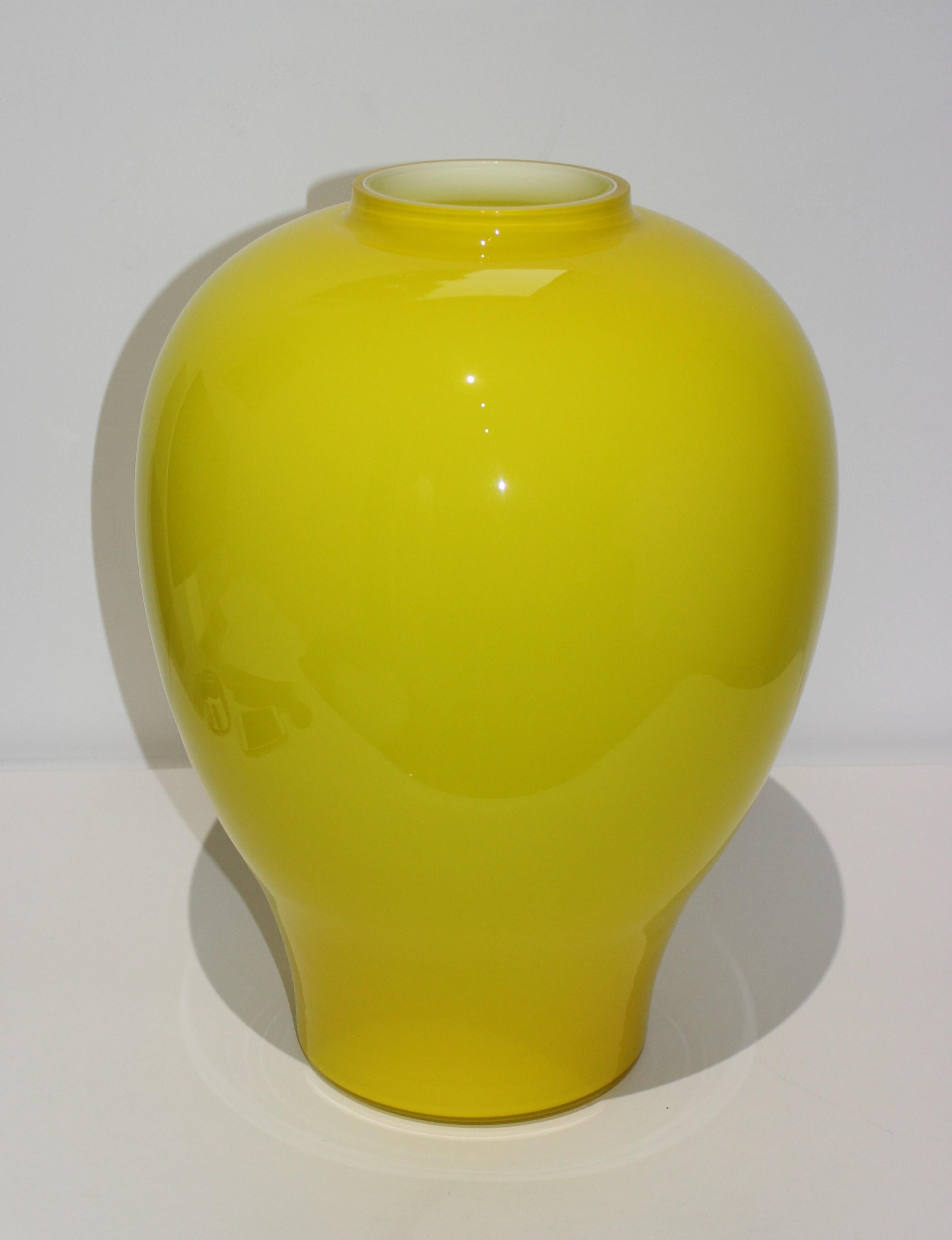 Late 20th Century Yellow Vetri Murano Glass Vase