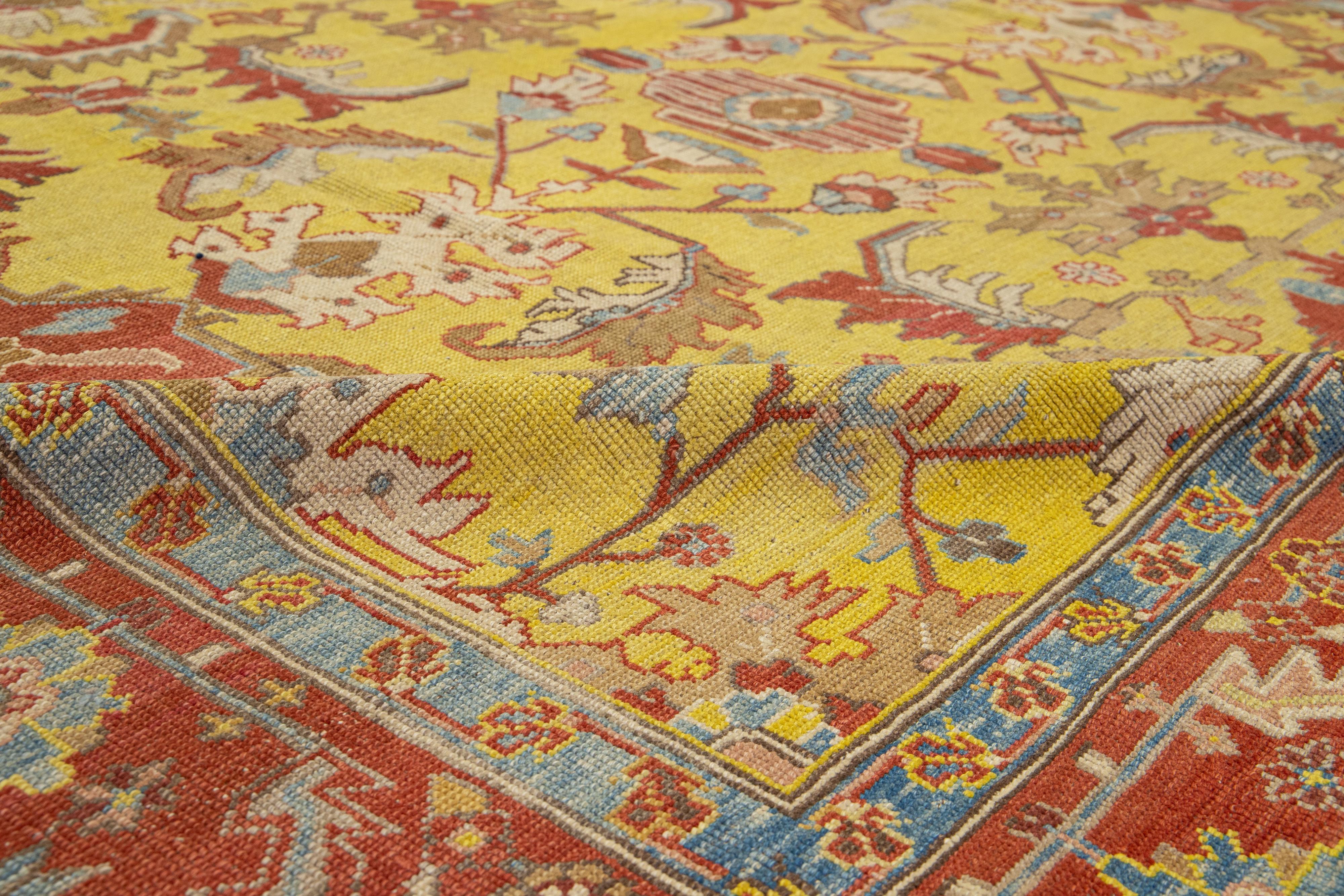 Tapis en laine tribal jaune vintage Bakshaish fait à la main en vente 6