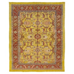 Yellow Vintage Bakshaish Handmade Tribal Wool Rug