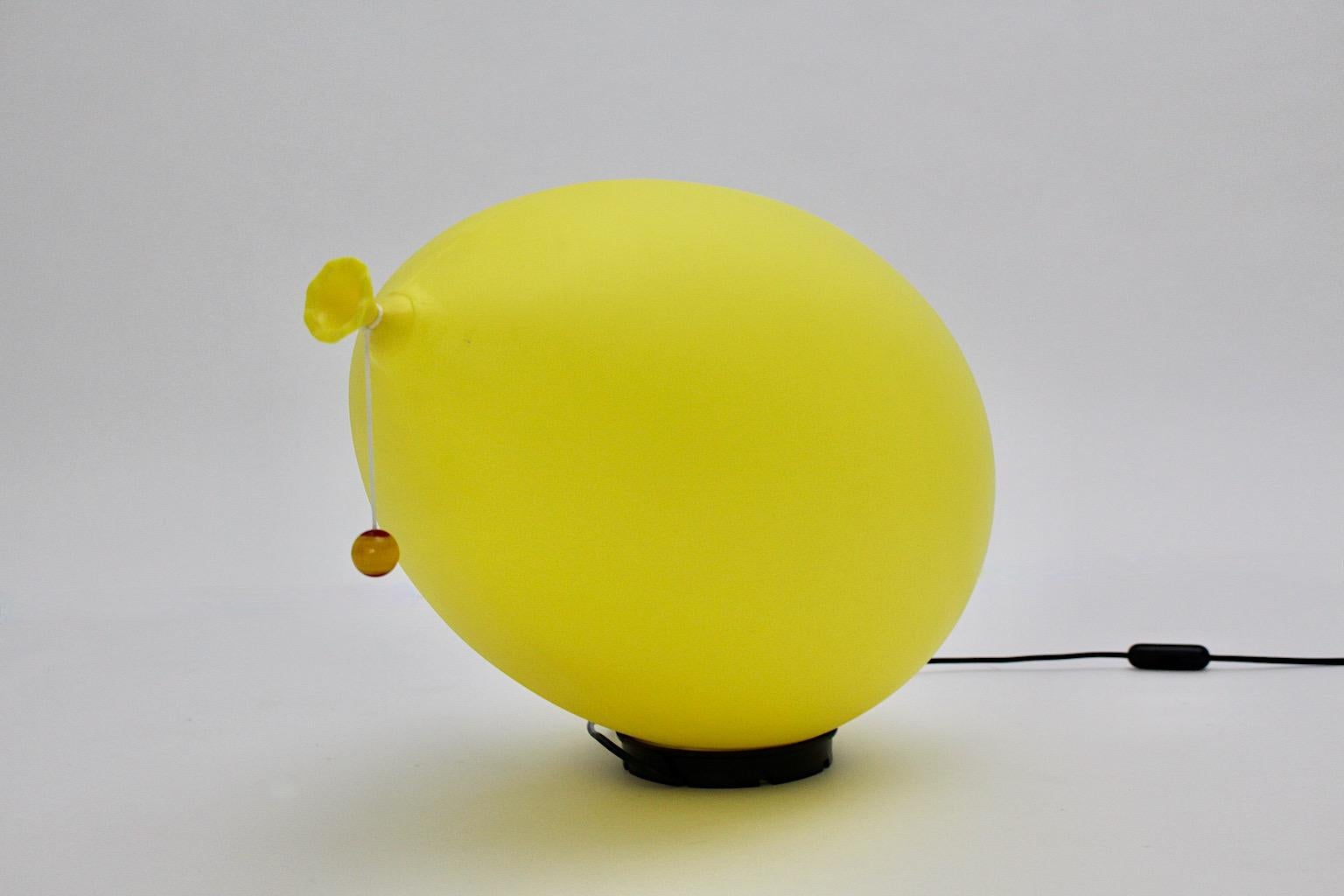 Late 20th Century Yellow Vintage Balloon Flush Mount Sconce Table Lamp Yves Christin 1980s Italy