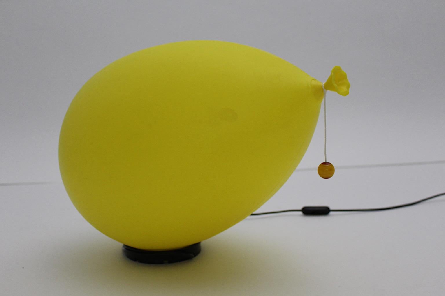 Plastic Yellow Vintage Balloon Flush Mount Sconce Table Lamp Yves Christin 1980s Italy