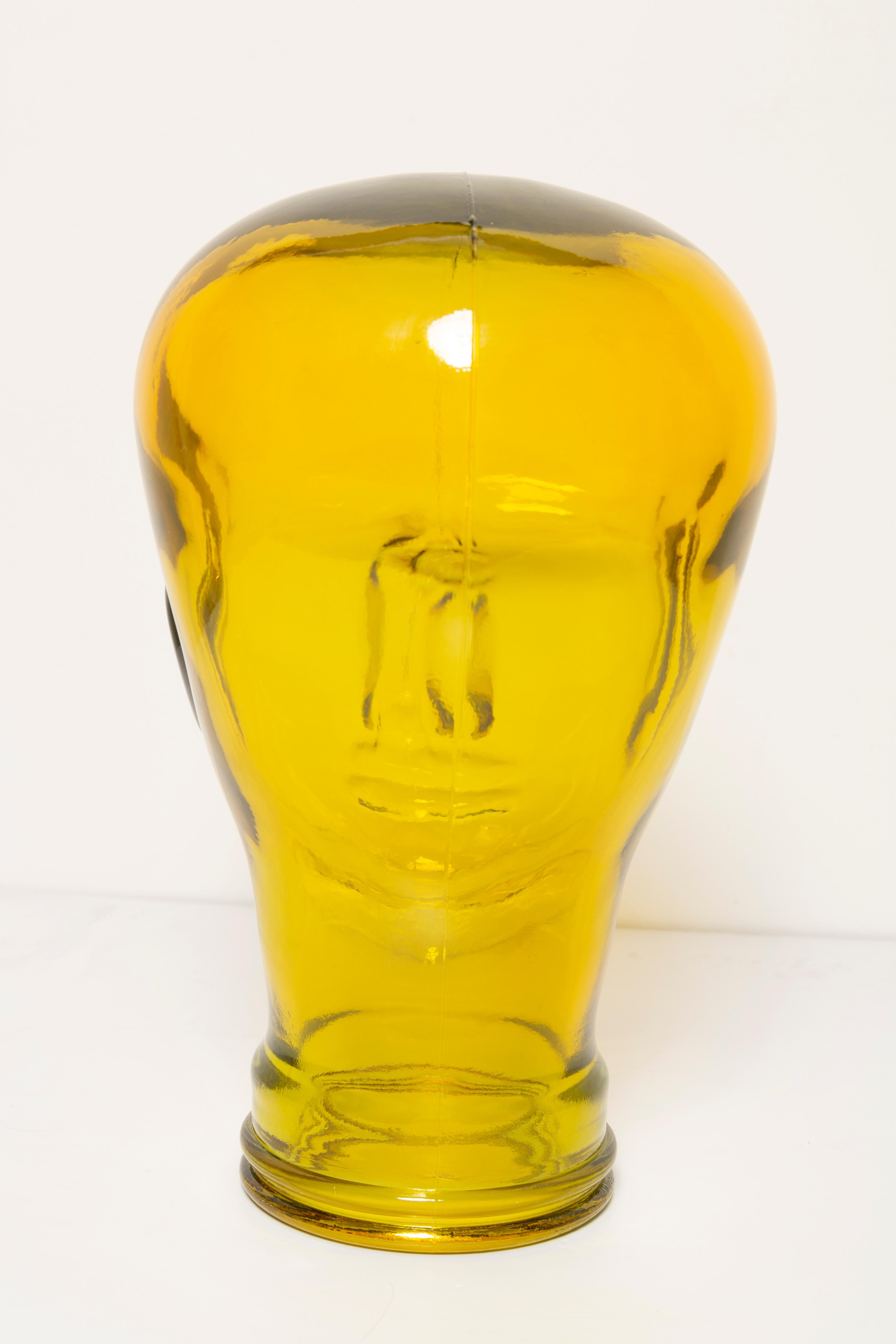 Yellow Vintage Decorative Mannequin Glass Head Sculpture, 1970s, Germany 5