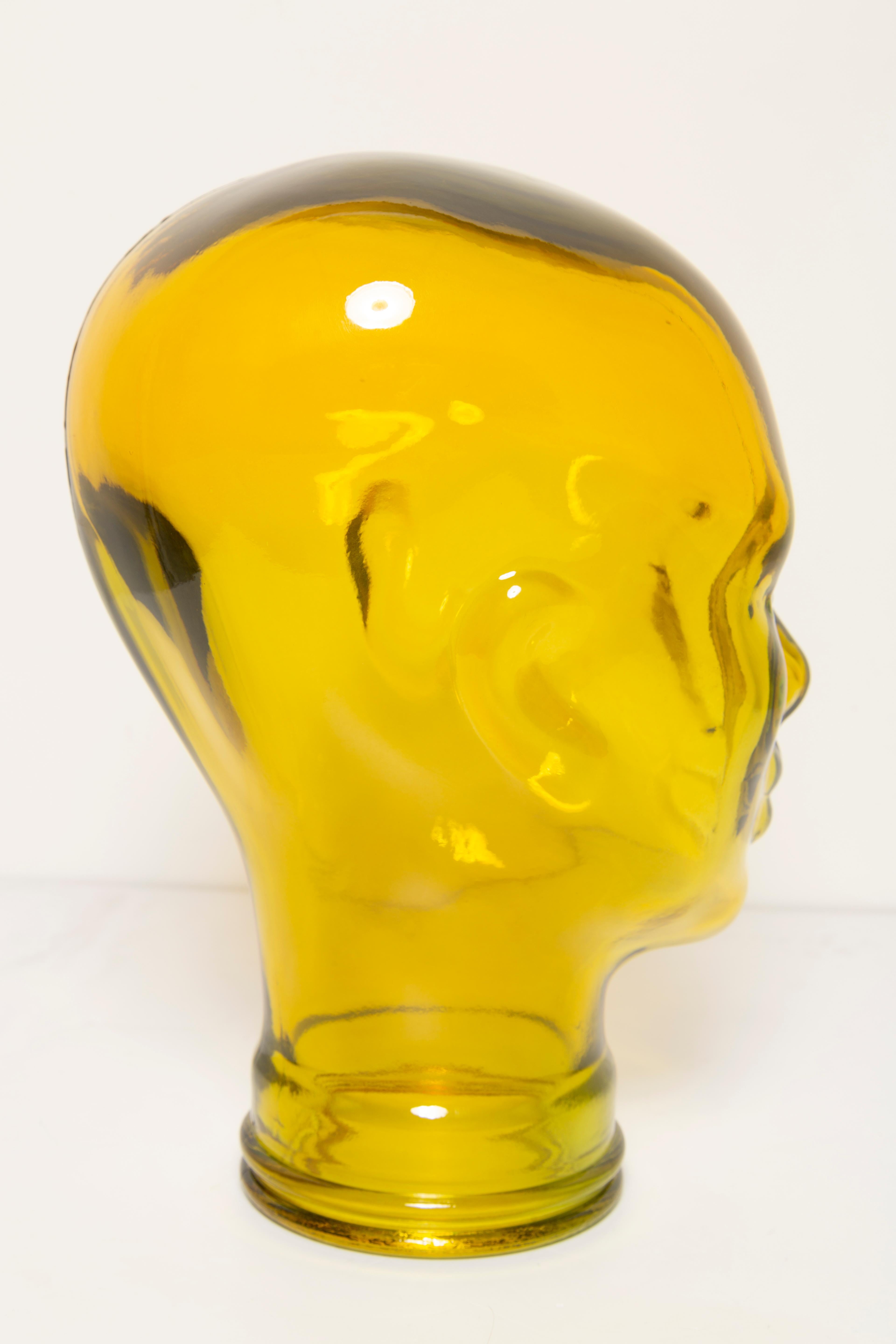 Yellow Vintage Decorative Mannequin Glass Head Sculpture, 1970s, Germany 7