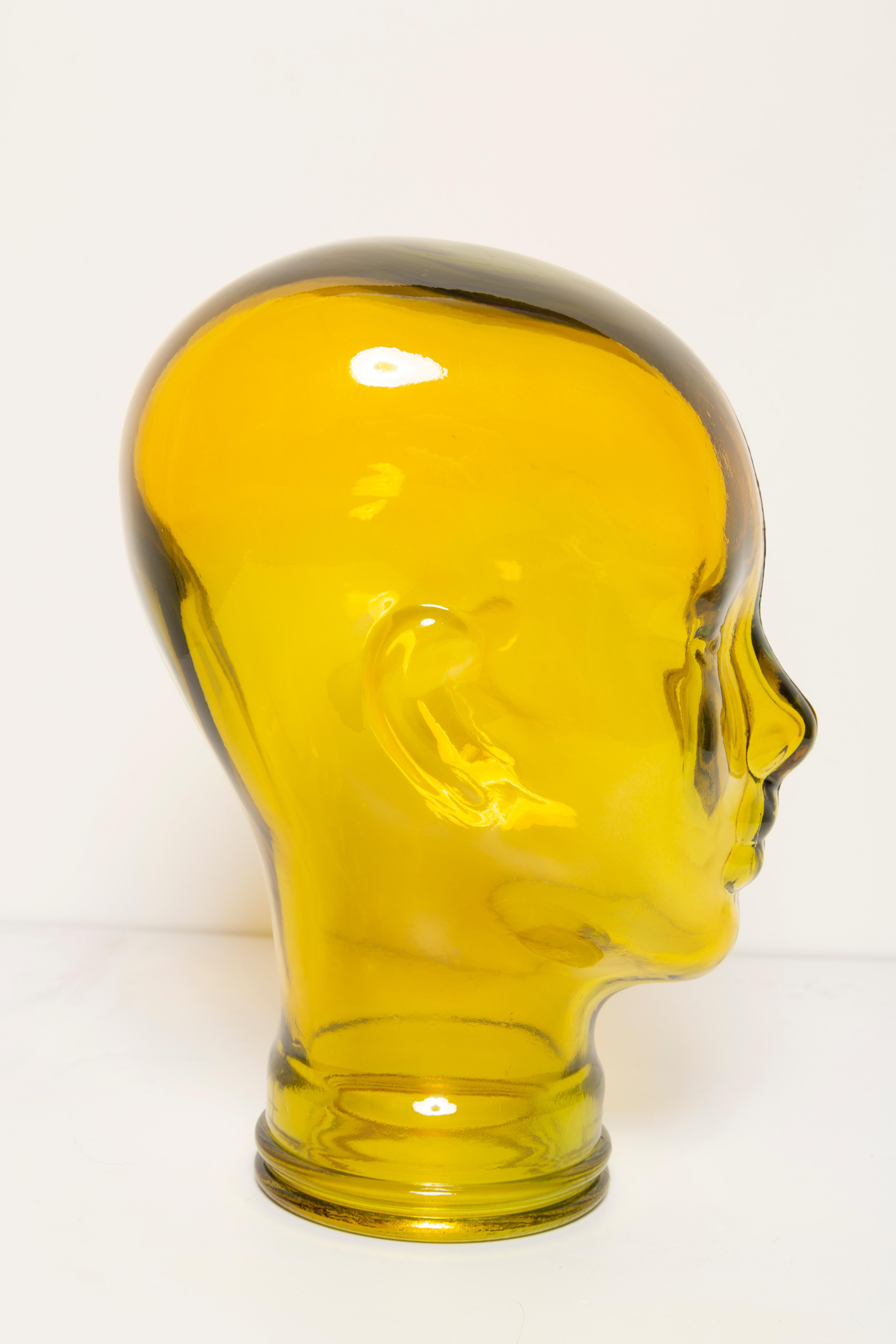 Yellow Vintage Decorative Mannequin Glass Head Sculpture, 1970s, Germany 8