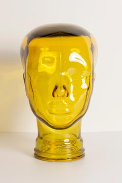 Yellow Vintage Decorative Mannequin Glass Head Sculpture, 1970s, Germany