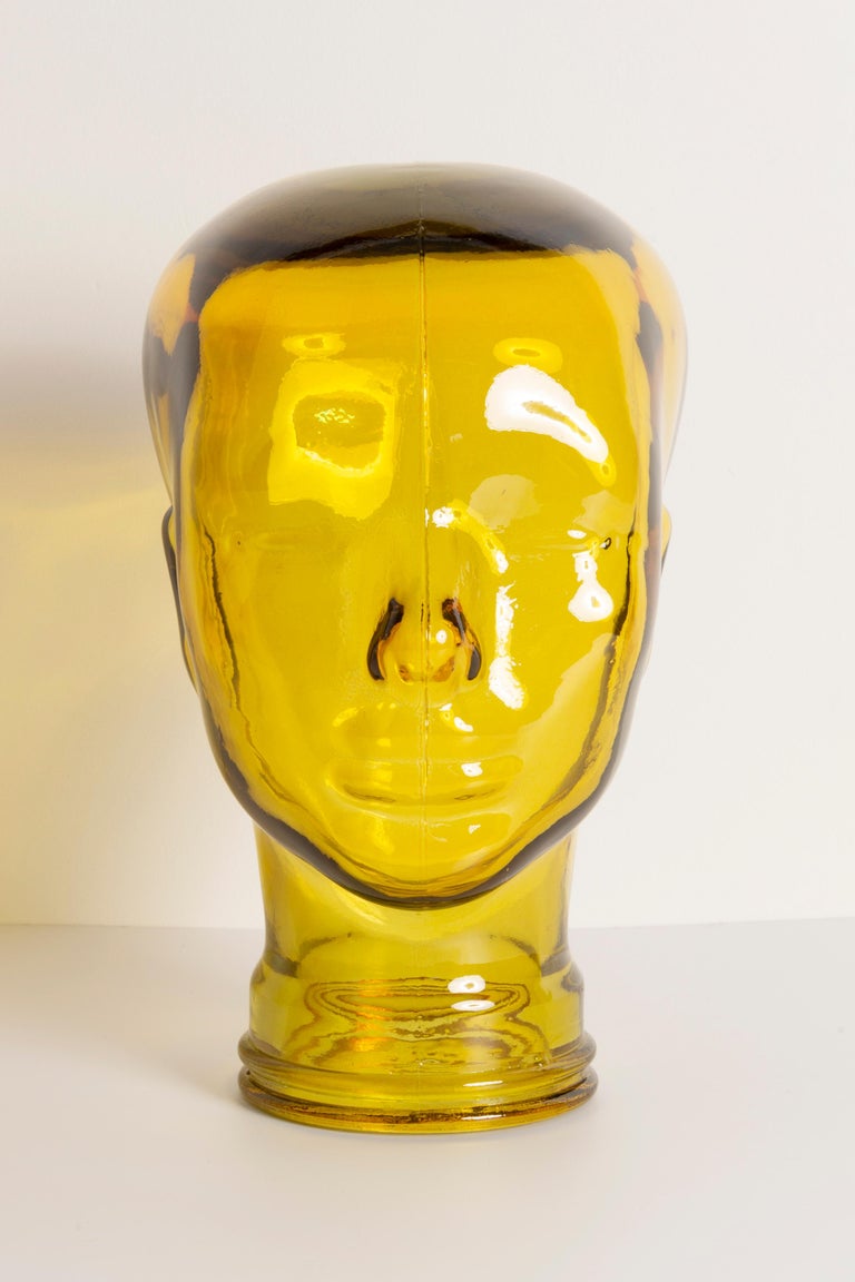 Yellow Vintage Decorative Mannequin Glass Head Sculpture, 1970s, Germany  For Sale at 1stDibs | yellow glass sculpture, glass heads for sale