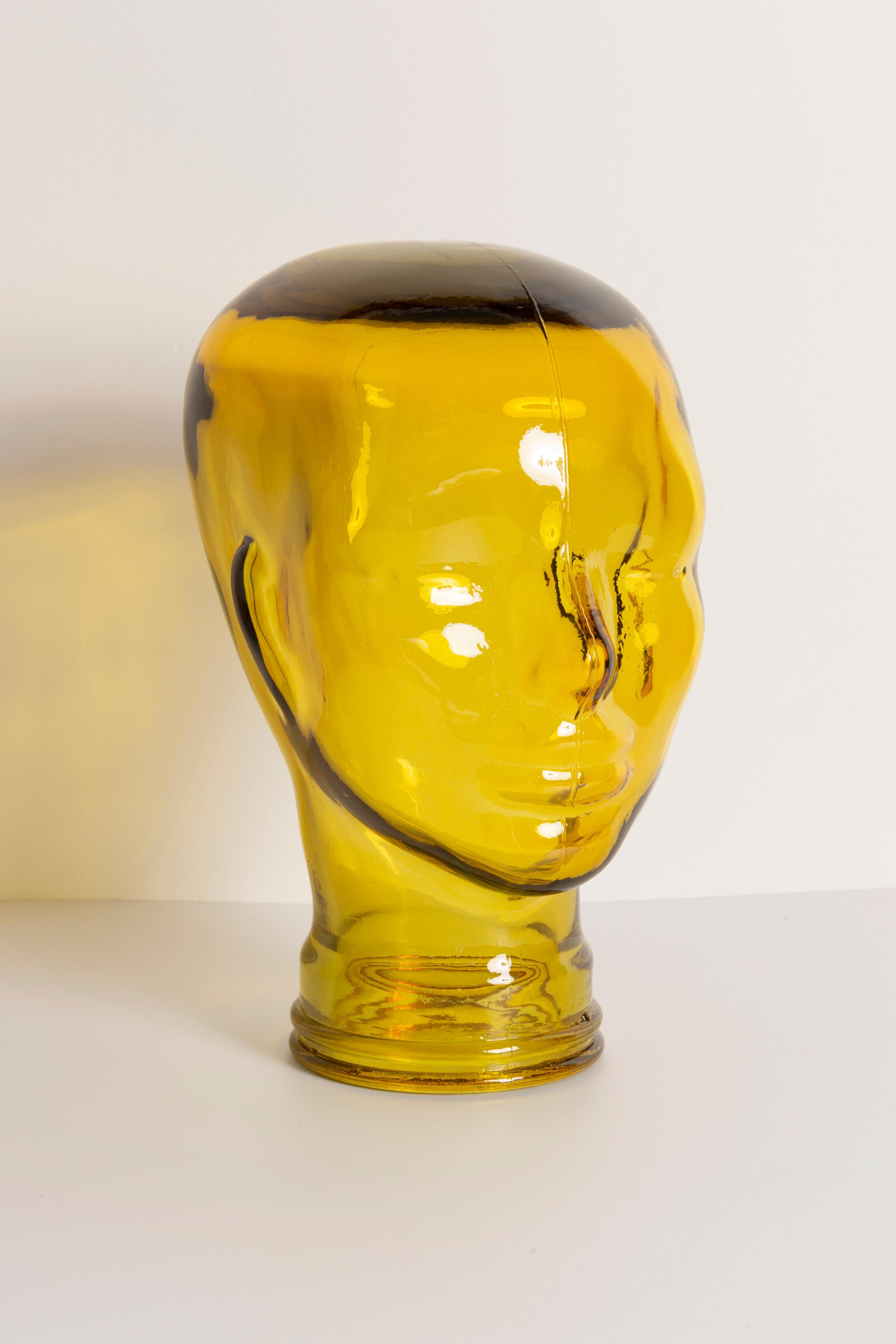 Gelbe Vintage-Deko-Mannequin-Glaskopf-Skulptur, 1970er Jahre, Deutschland (Moderne der Mitte des Jahrhunderts) im Angebot