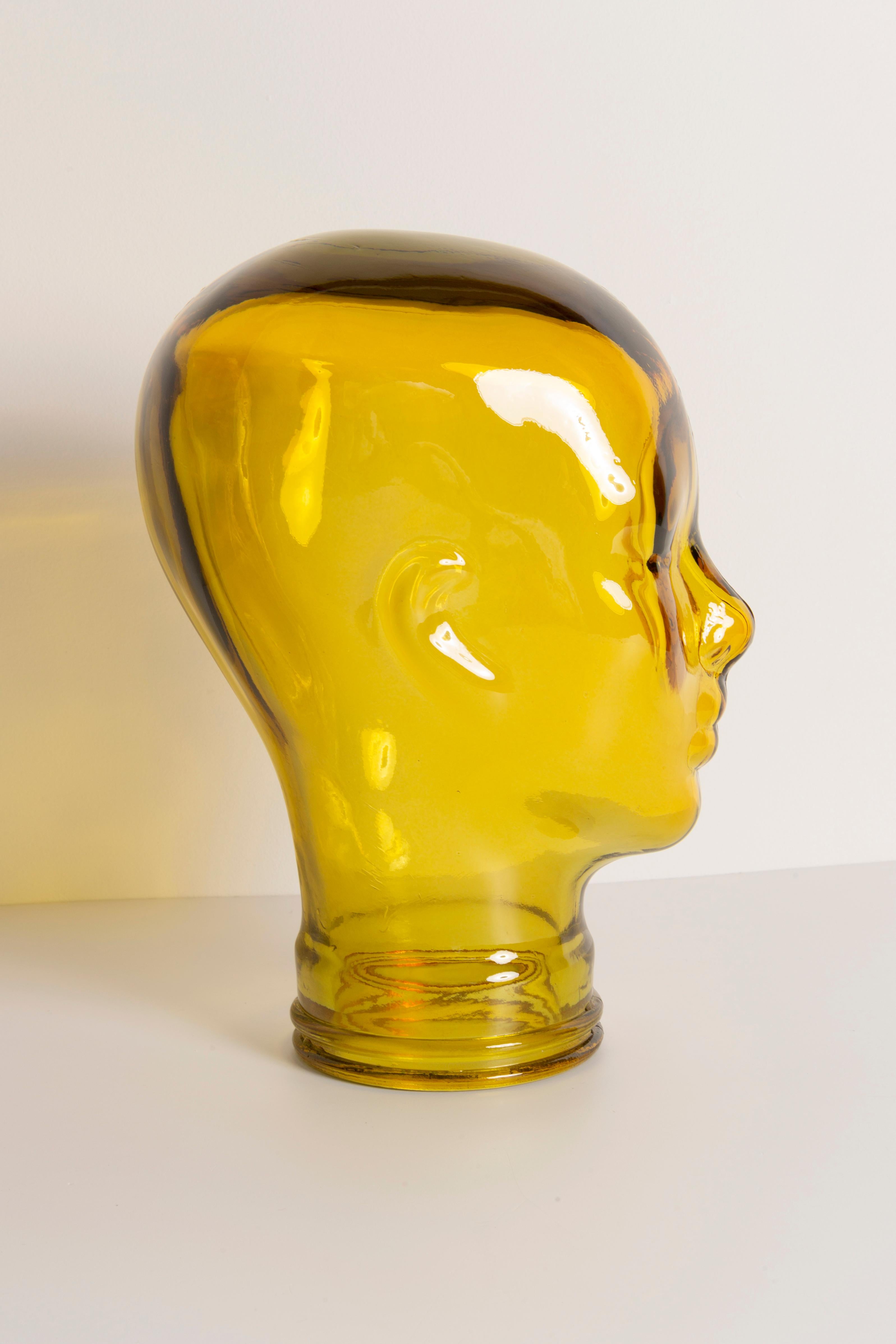 Gelbe Vintage-Deko-Mannequin-Glaskopf-Skulptur, 1970er Jahre, Deutschland (20. Jahrhundert) im Angebot
