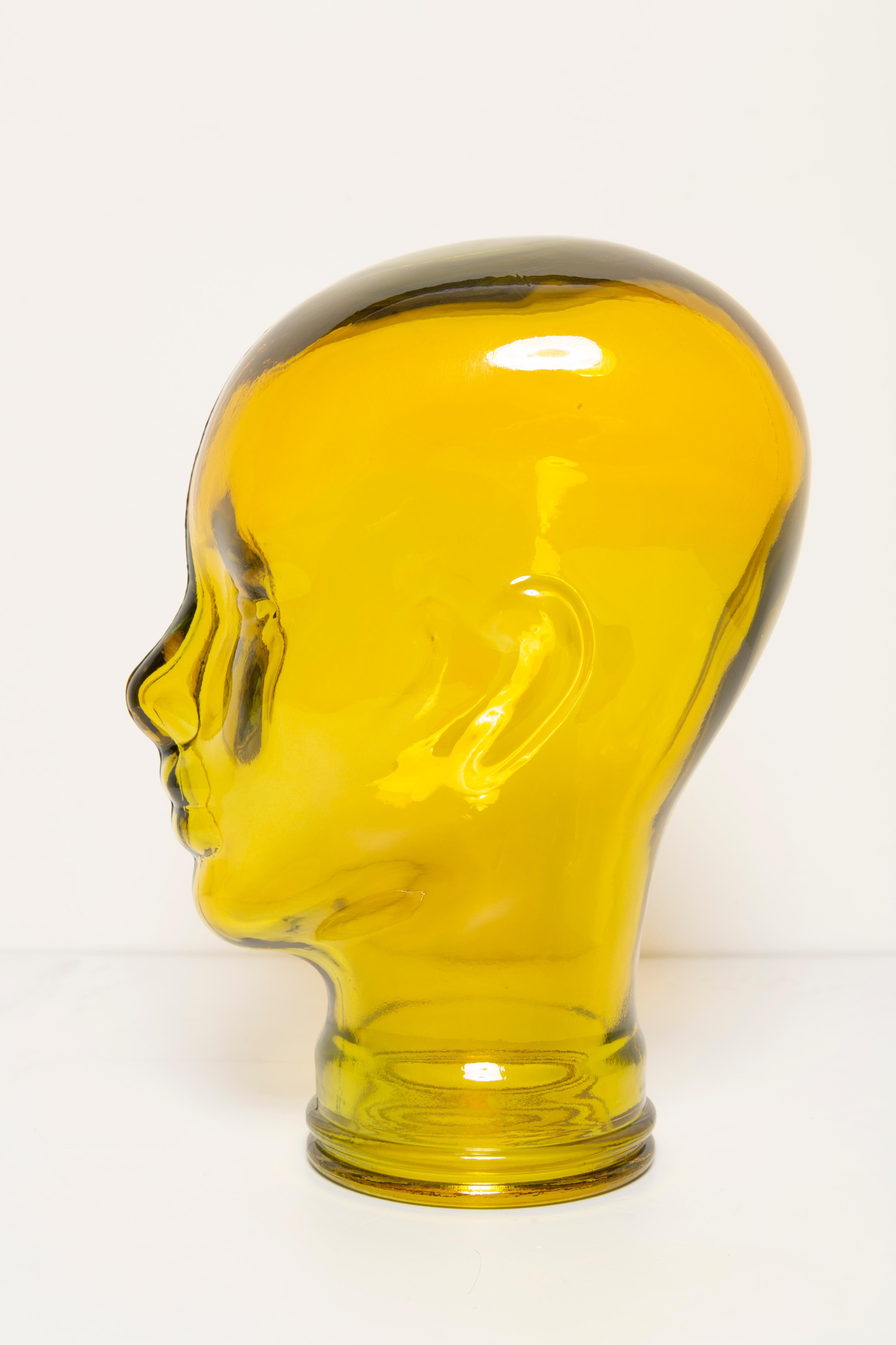 Yellow Vintage Decorative Mannequin Glass Head Sculpture, 1970s, Germany 1