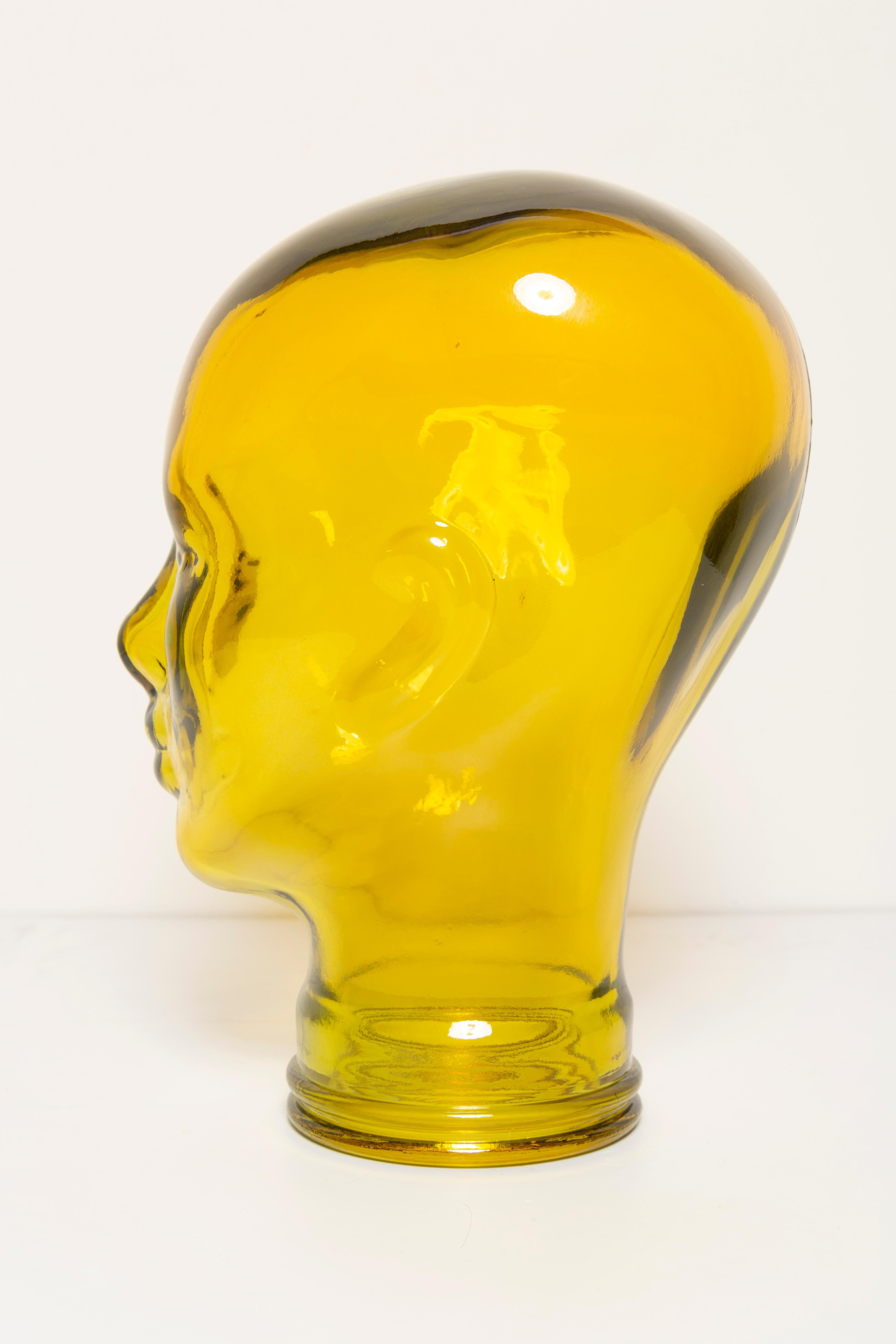 Yellow Vintage Decorative Mannequin Glass Head Sculpture, 1970s, Germany 2