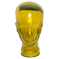 Sculpture de tête de mannequin décorative en verre jaune vintage, 1970, Allemagne