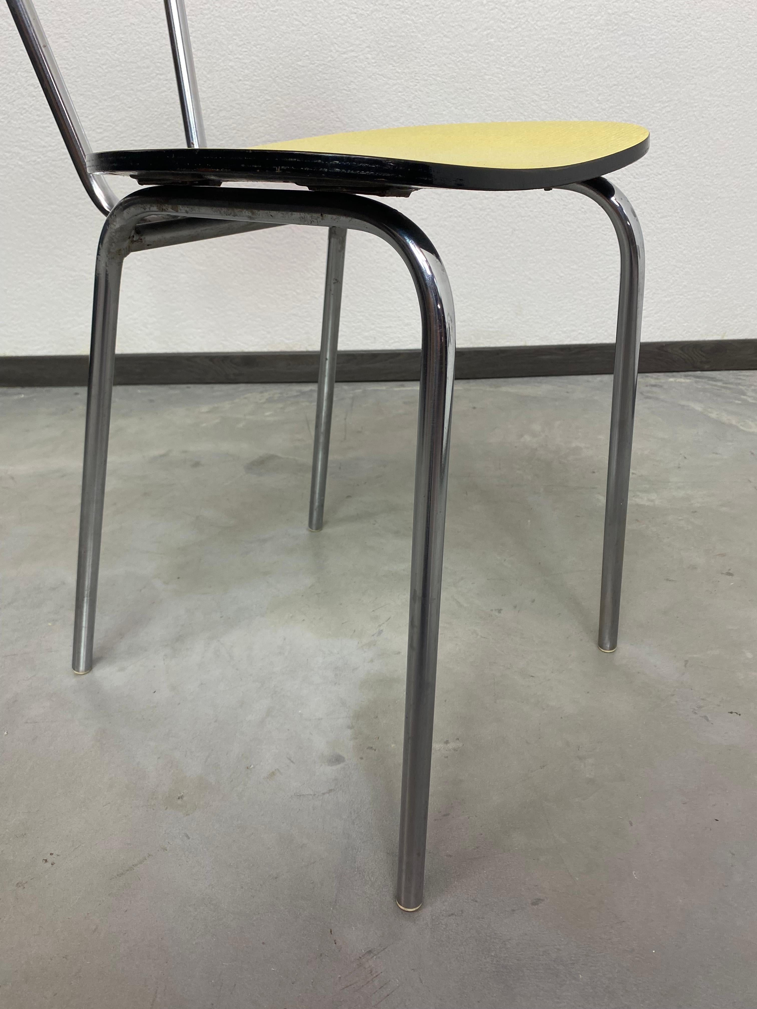Chrome Yellow vintage dining chair For Sale