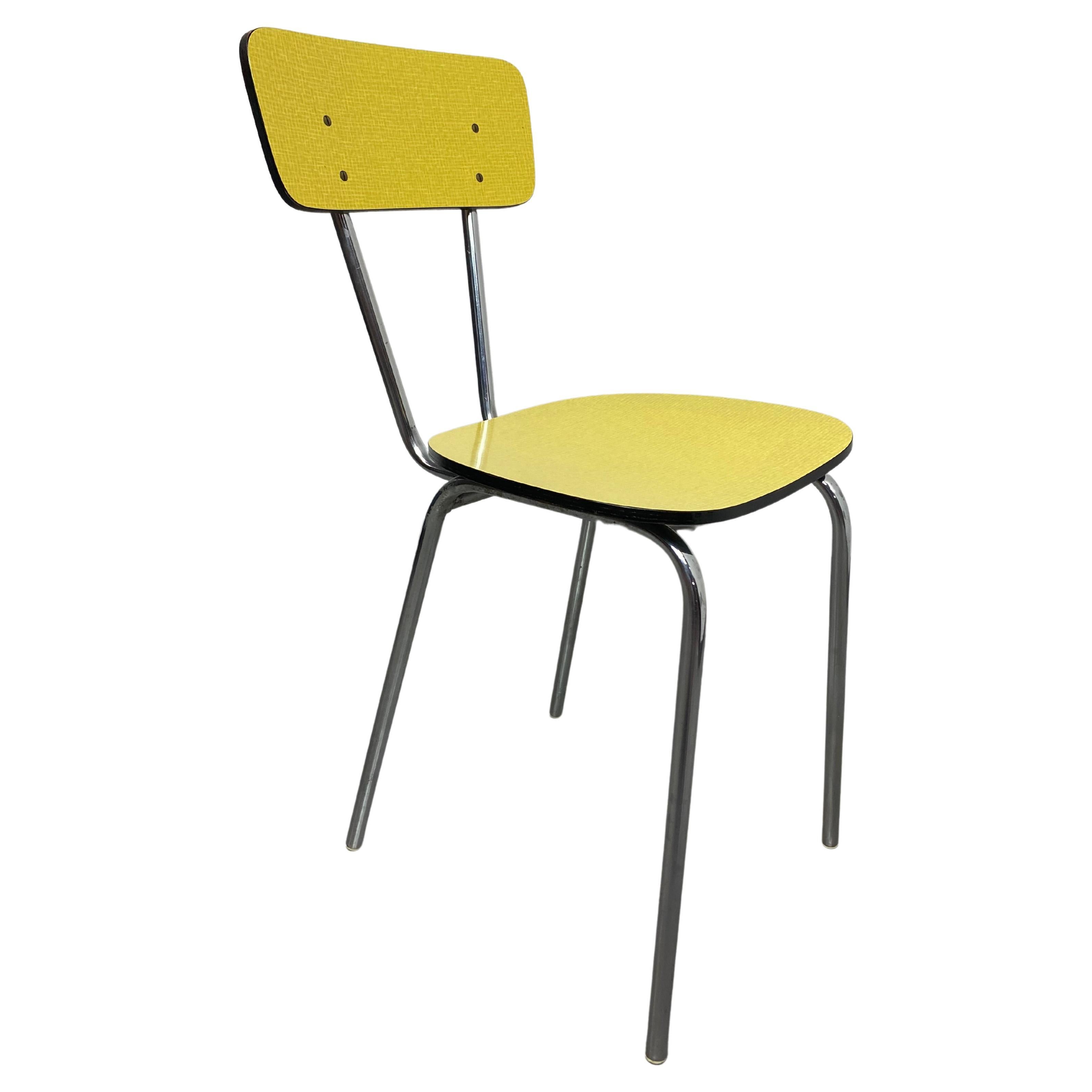 Yellow vintage dining chair For Sale