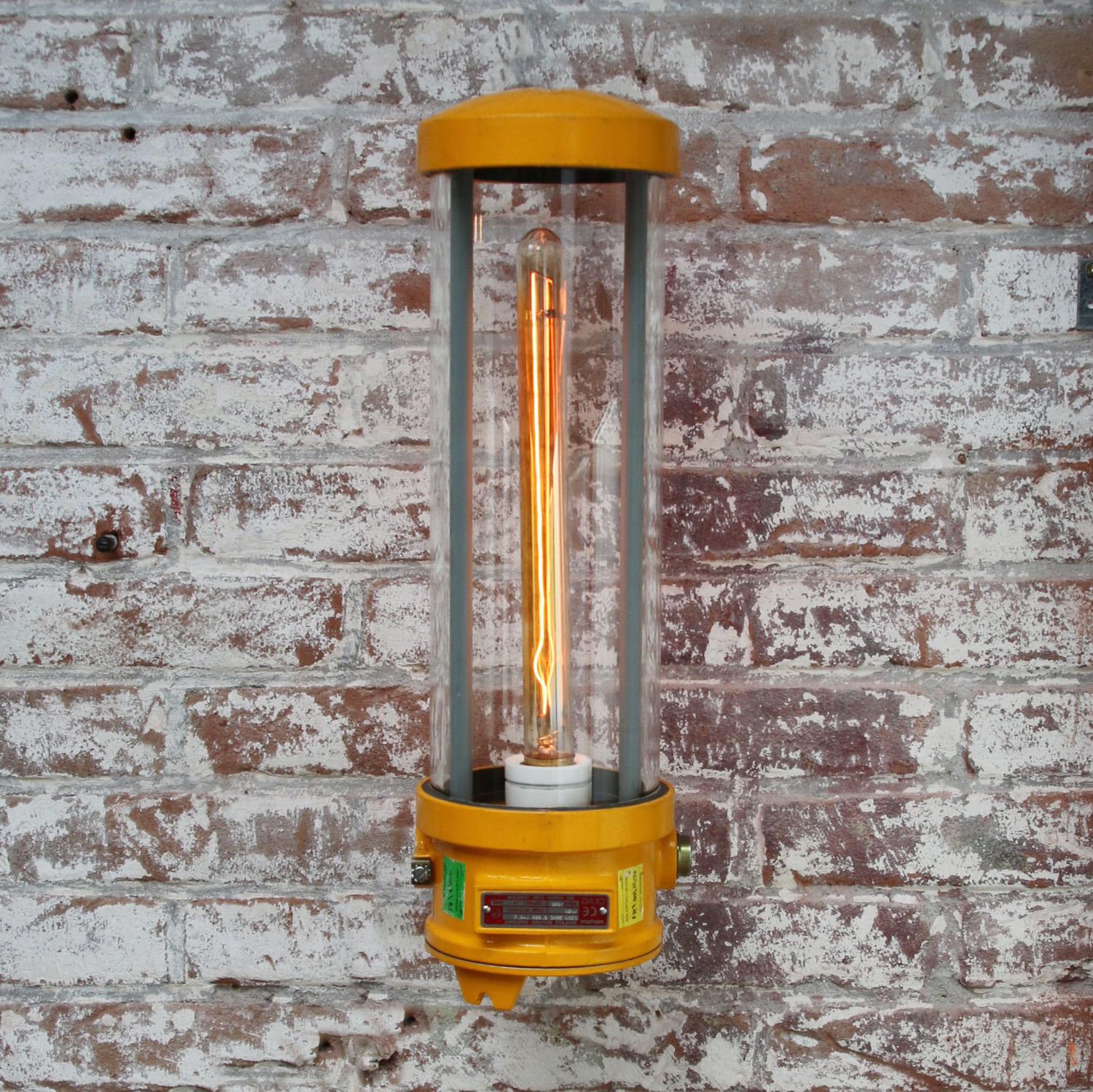 Yellow Vintage Industrial Clear Glass Pendant Tube Light 2
