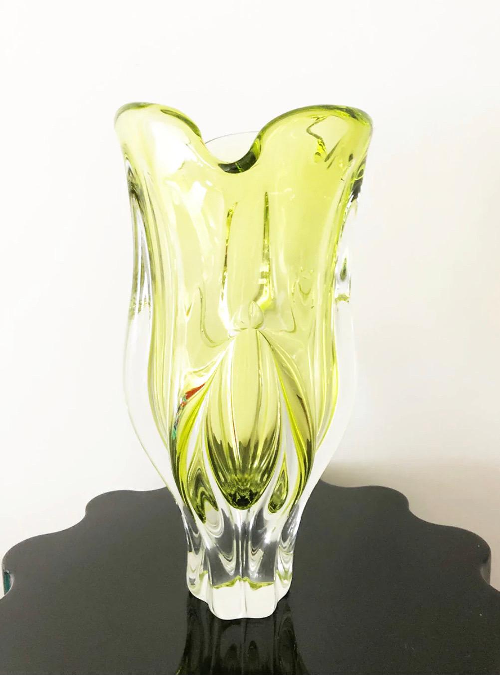 Murano Glass Yellow Vintage Murano Vase -Art- For Sale