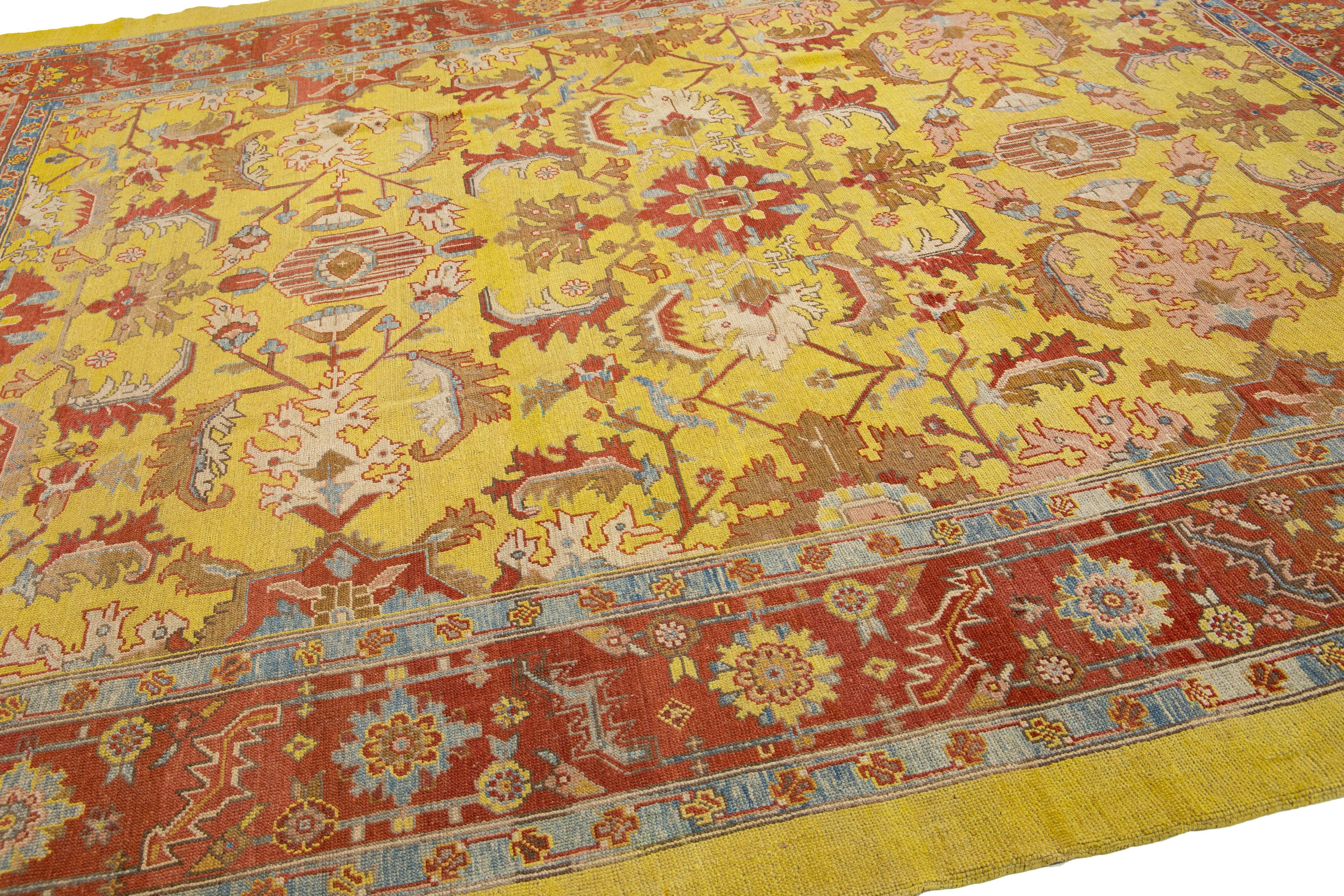 Laine Tapis en laine tribal jaune vintage Bakshaish fait à la main en vente
