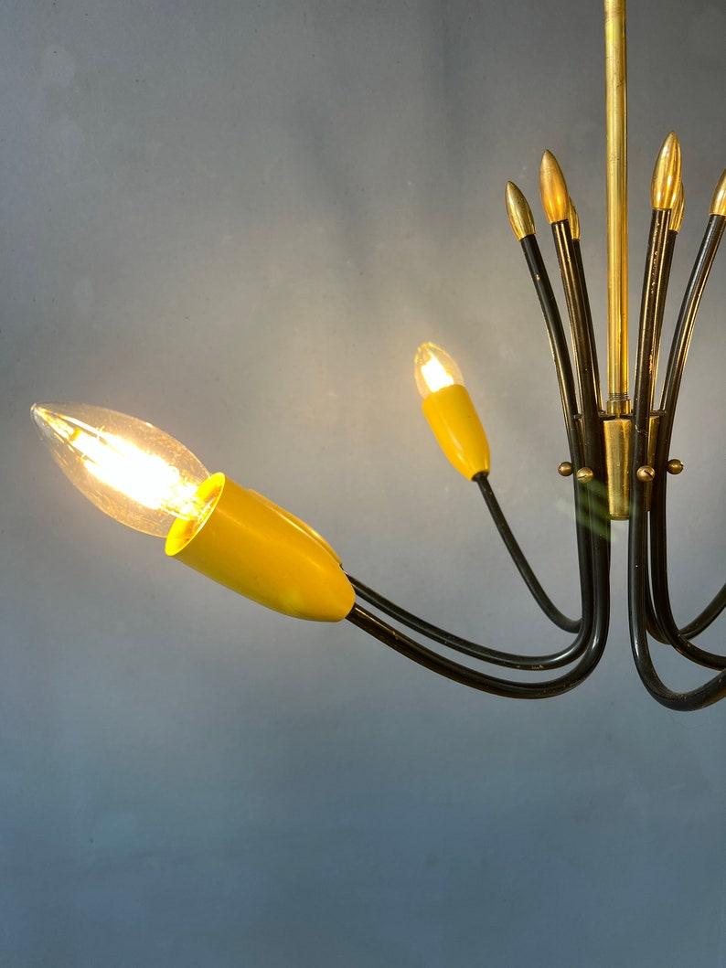 Lampada a sospensione a ragno vintage gialla, anni '70 In condizioni ottime in vendita a ROTTERDAM, ZH