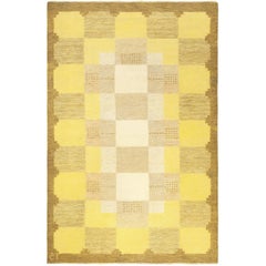Yellow Vintage Swedish Rug by Ingegerd Silow