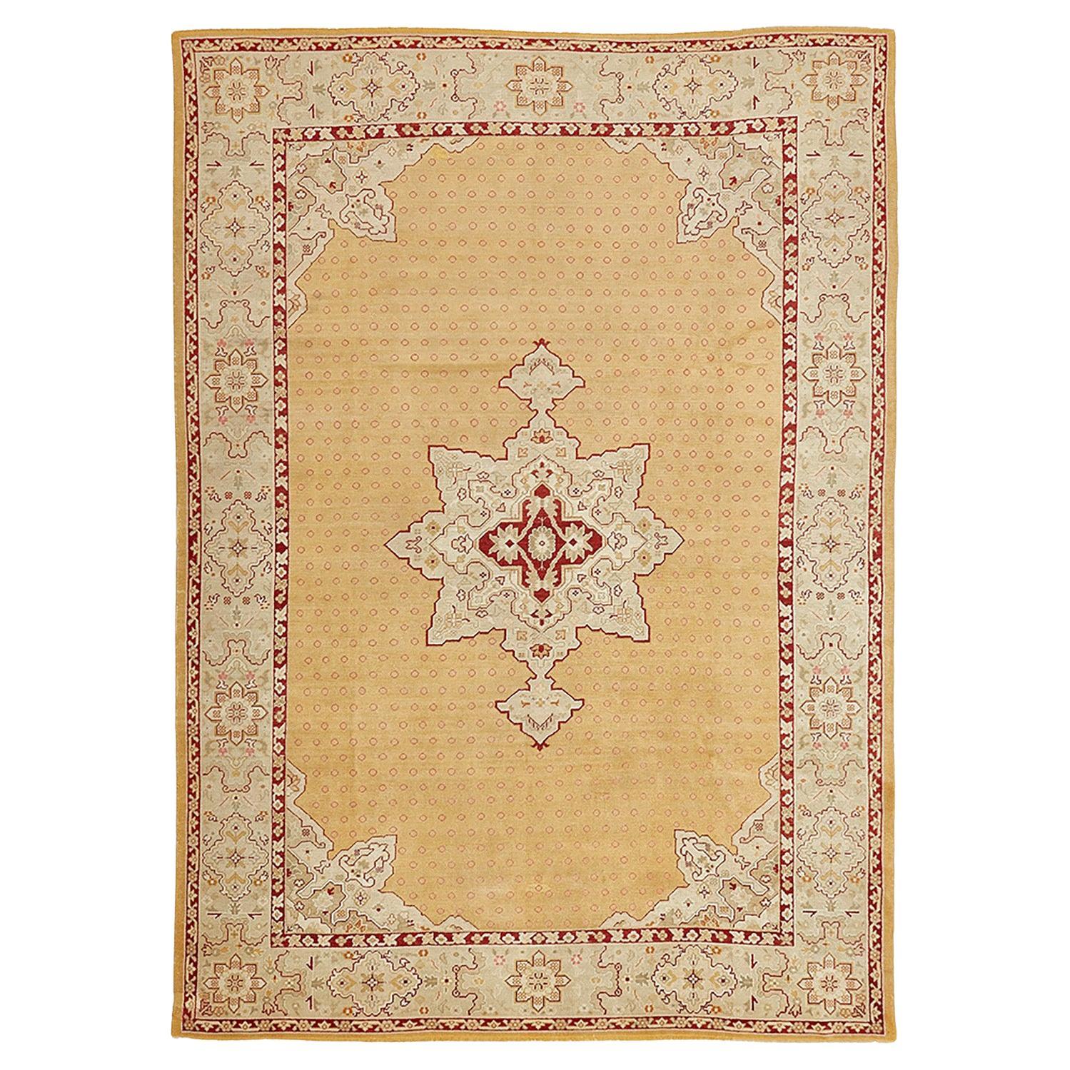 abc carpet Yellow Vintage Turkish Oushak Wool Rug - 9'9" x 13'9" For Sale