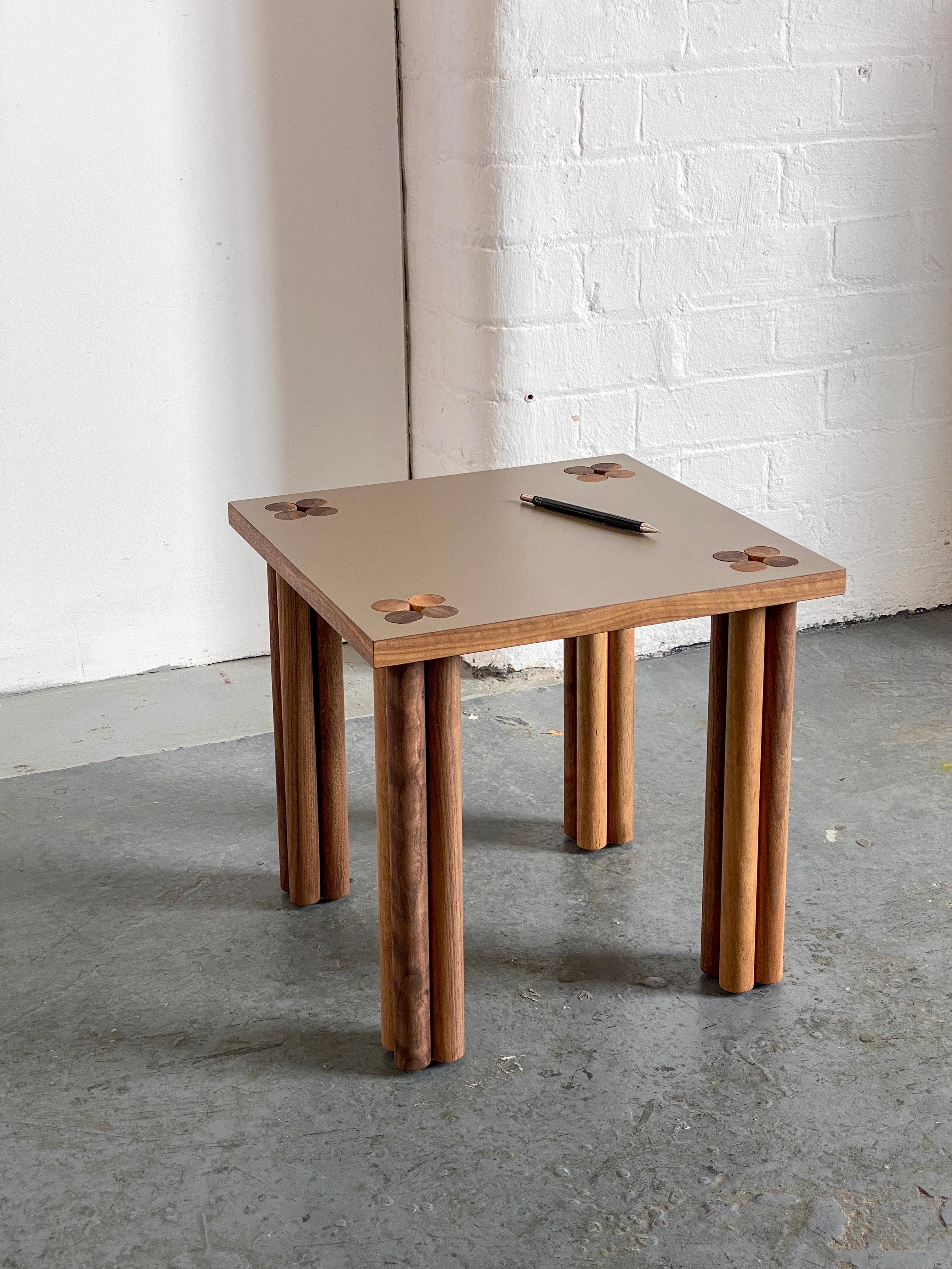 Formica Yellow & Walnut Hana Side Table For Sale