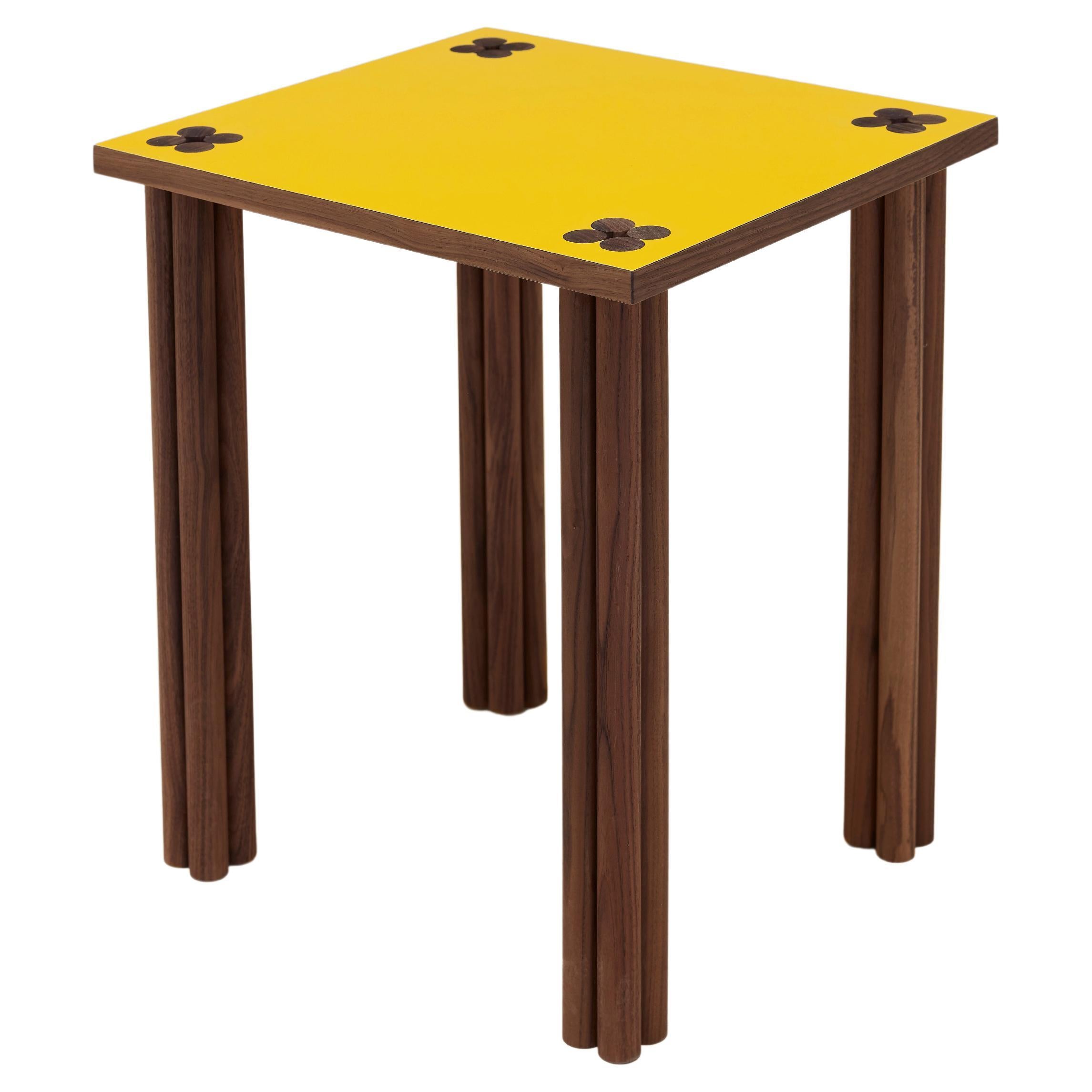 Yellow & Walnut Hana Side Table For Sale