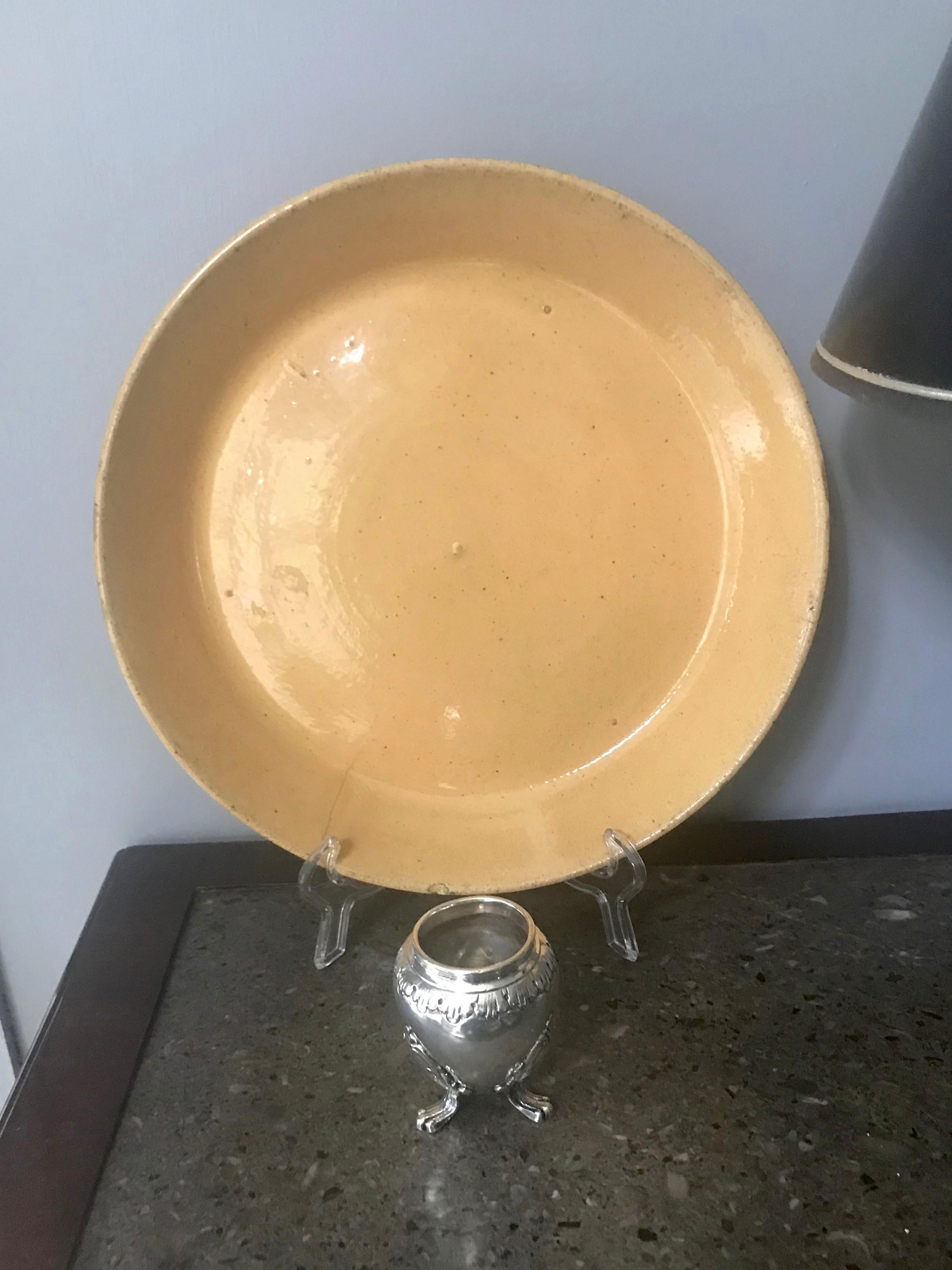 Pottery Yellow Ware Rimmed Dish