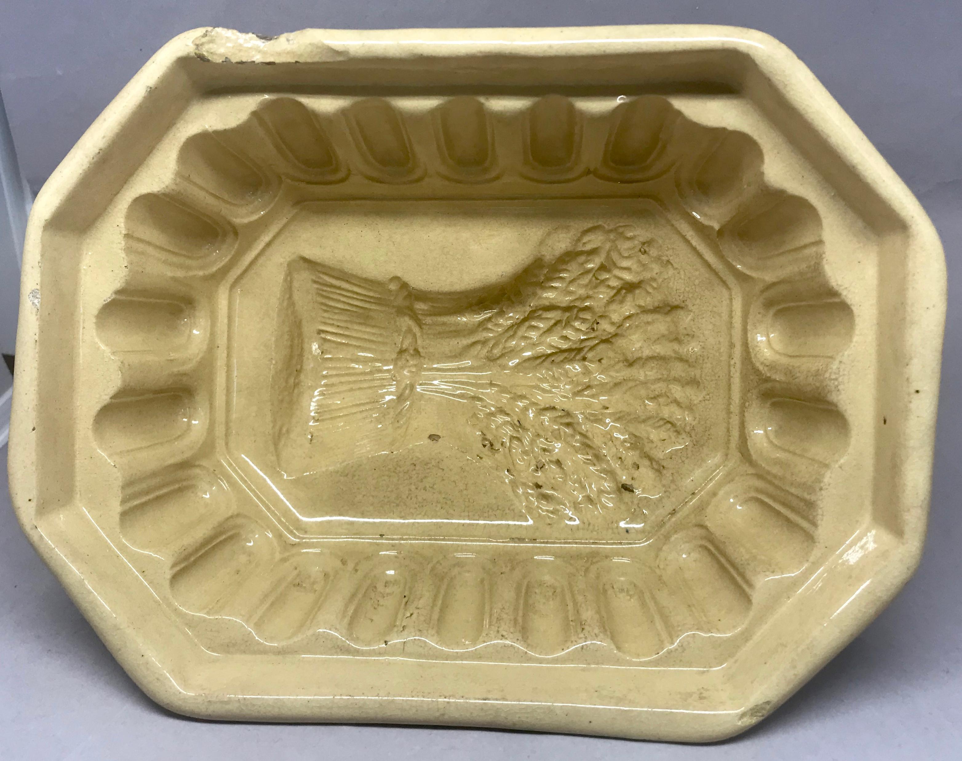 American Yellow Ware Wheat Sheaves Jelly Pudding Mould