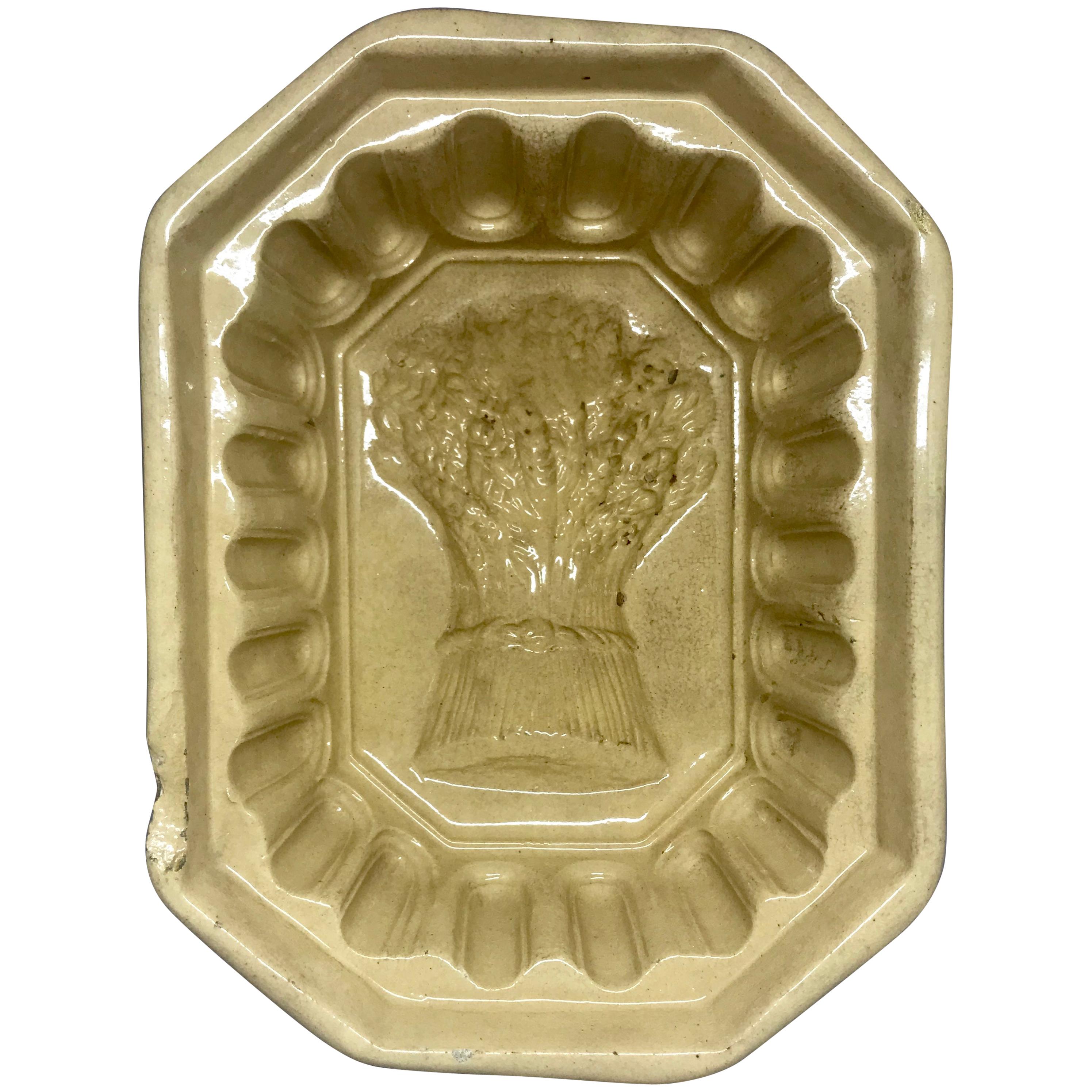 Yellow Ware Wheat Sheaves Jelly Pudding Mould