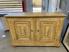 Yellow Washed Pine Two-Door Color Console or Credenza, 21st Century