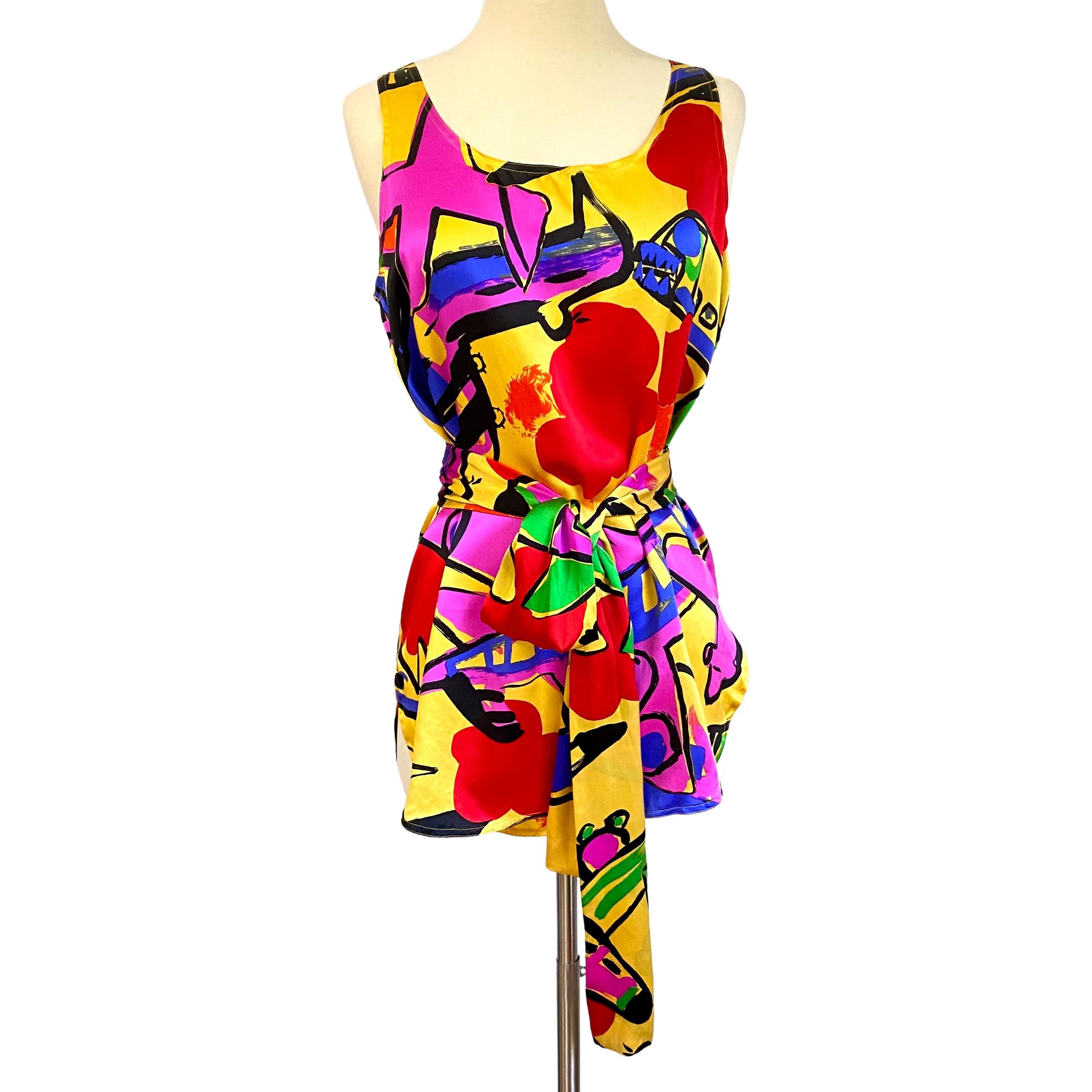 Flora Kung Pop Art Mini-Mini-Seidenkleid im Zustand „Neu“ im Angebot in Boston, MA