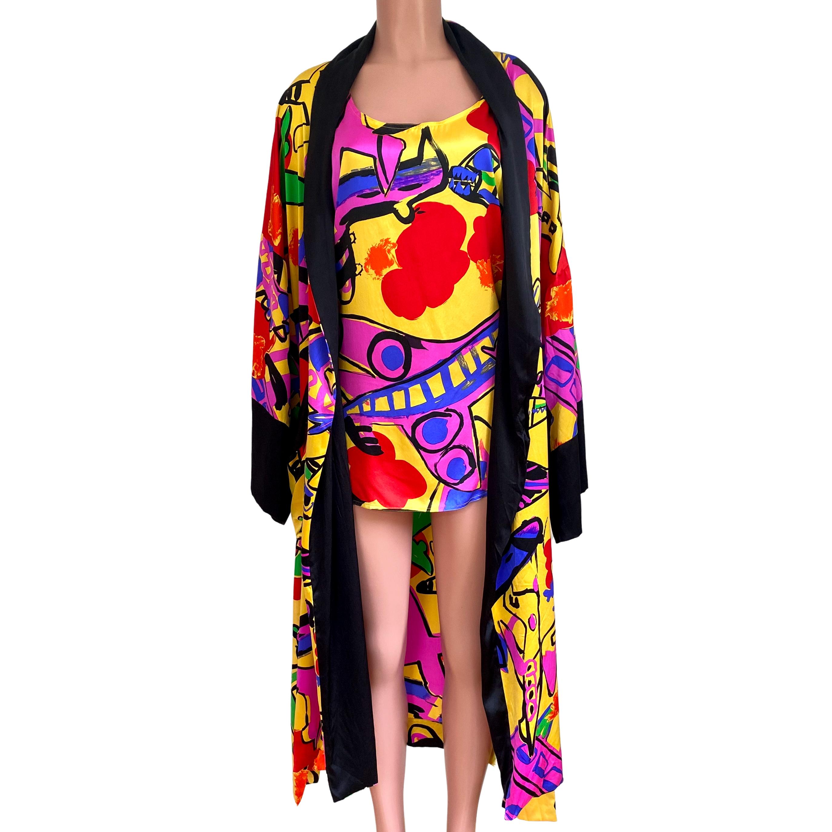 Flora Kung Pop Art Mini-Mini-Seidenkleid Damen im Angebot