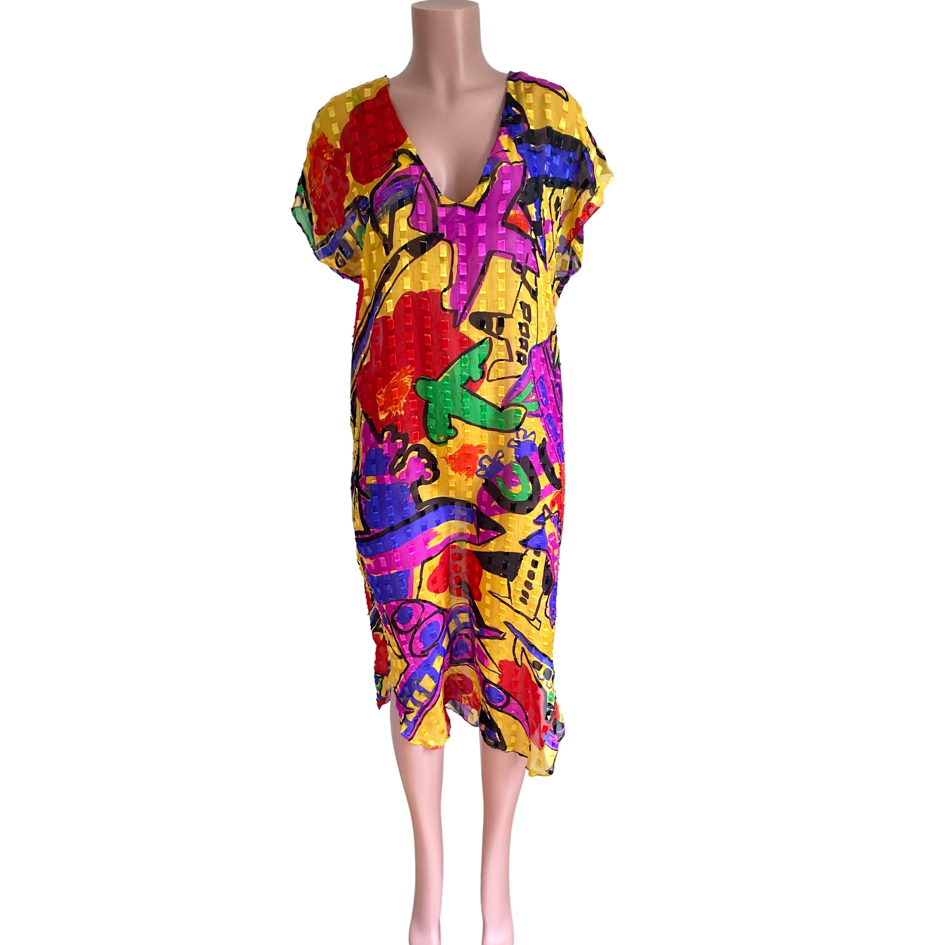 Pop Art Print Sheer Silk Dress - FLORA KUNG  
