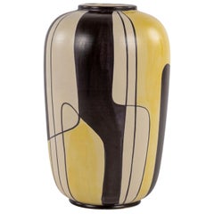 Yellow, White and Black Deco Vase
