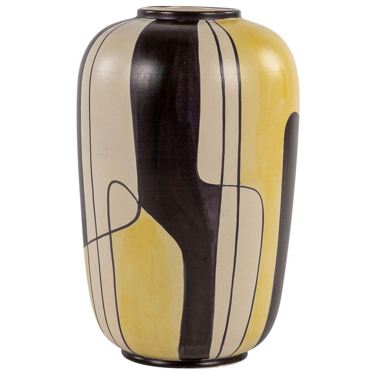 Yellow, White and Black Deco Vase at 1stDibs yellow and black vase