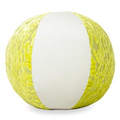 Yellow White Beach Ball Inspired Ball Pillow with Cut Velvet