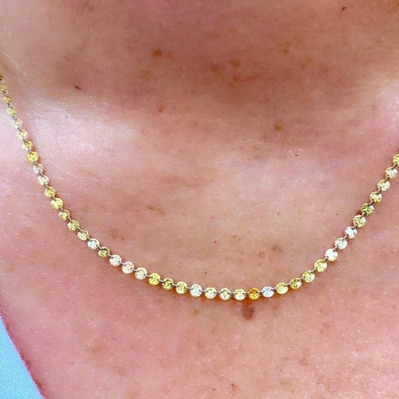 Women's Yellow, White & Champagne 18kt Diamond Necklace For Sale