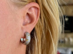 Yellow/White Diamond Chunky Pave Hoop Earring 18k White Gold