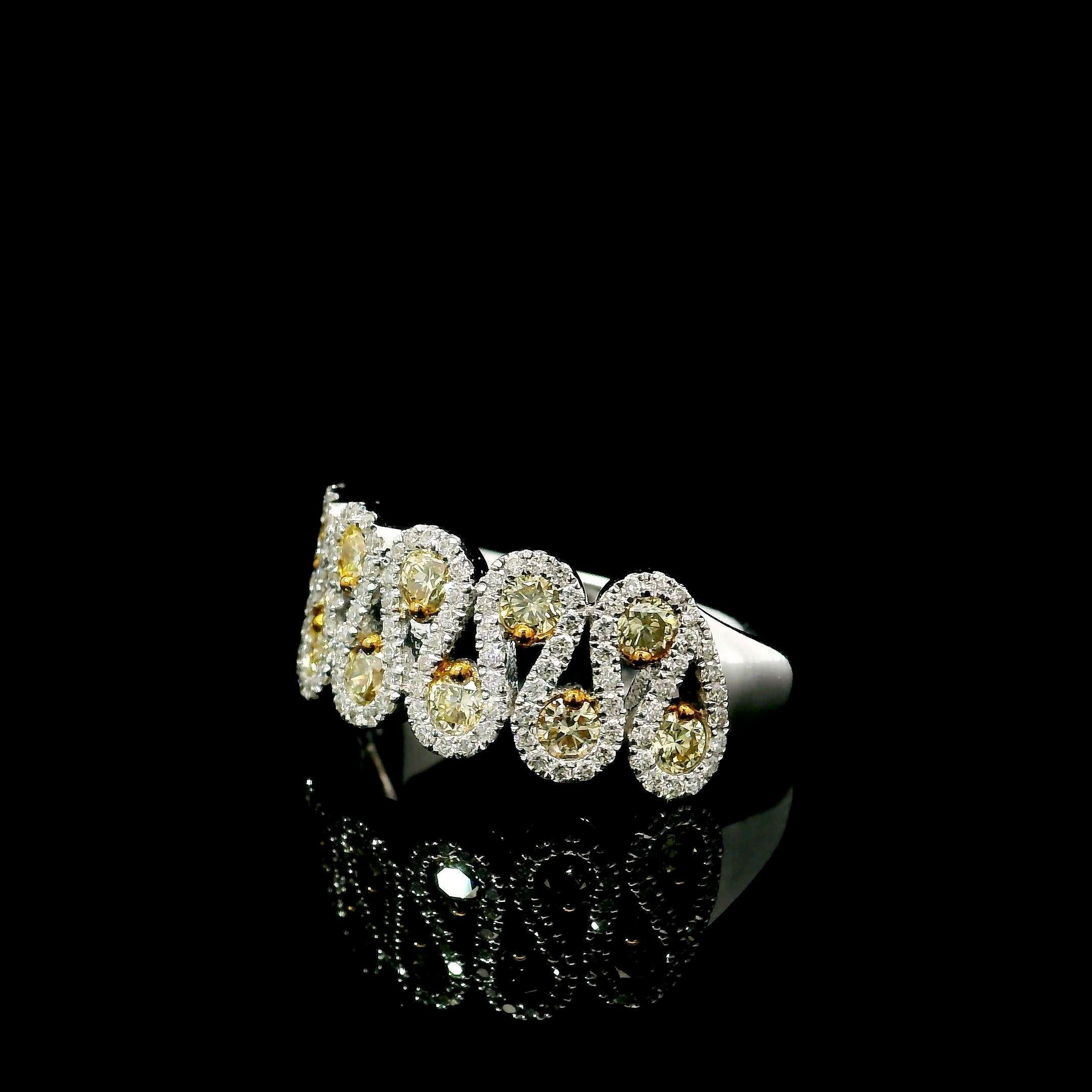 Yellow & White Diamond Eternity Ring In New Condition For Sale In บางรัก, TH