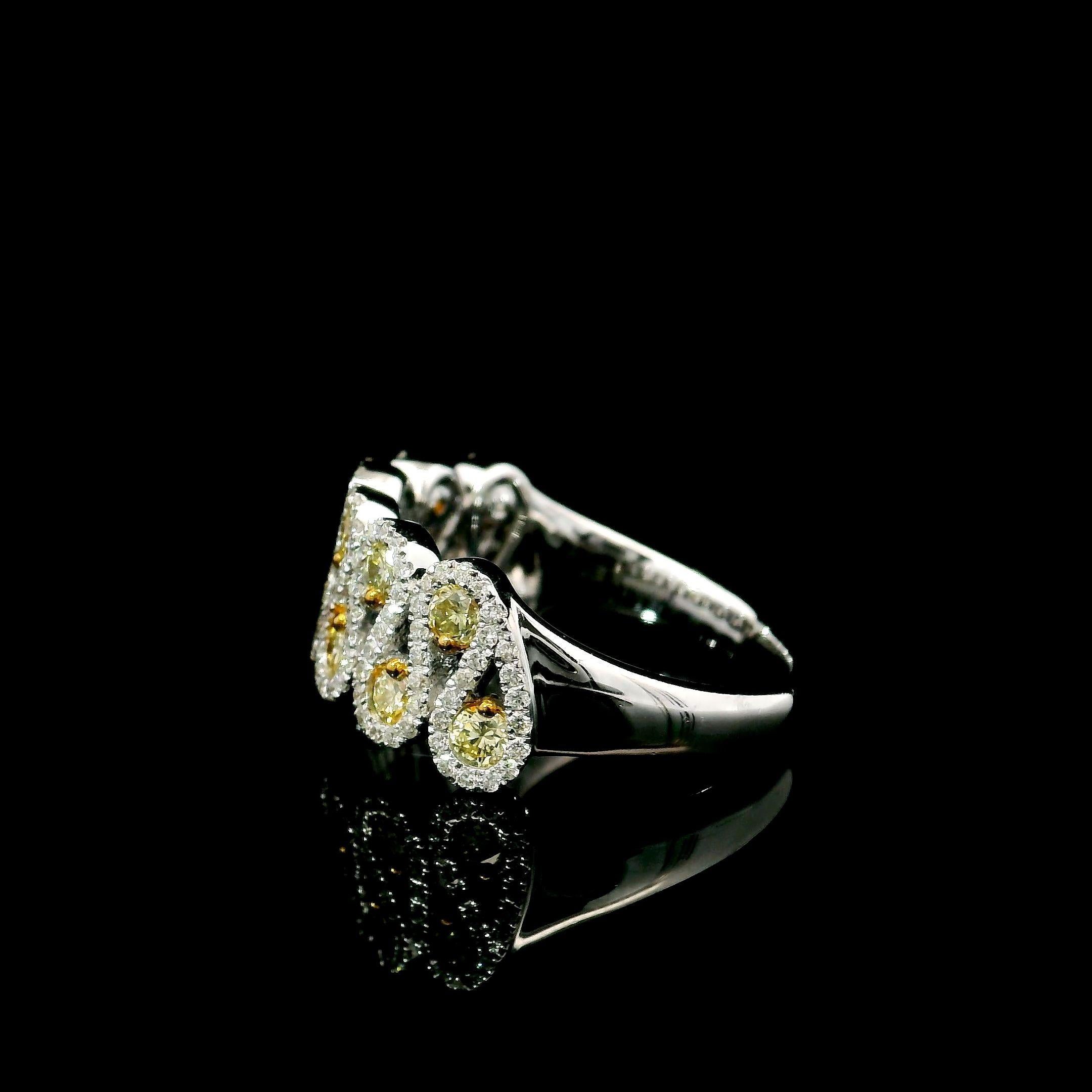 Yellow & White Diamond Eternity Ring For Sale 1