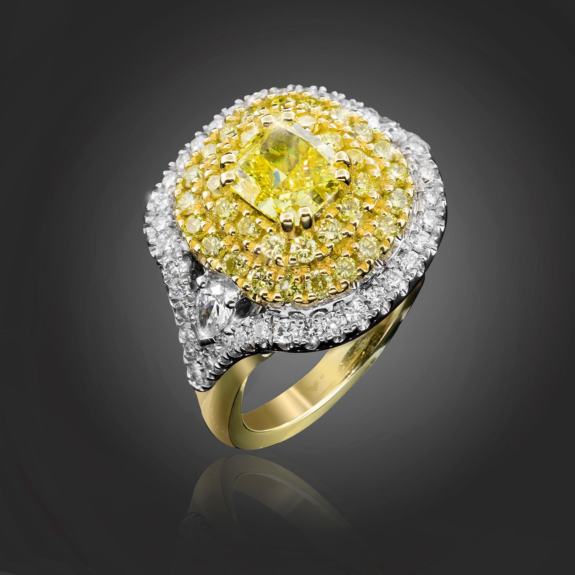 Yellow & White Diamond Ring - A Gerard McCabe Amore Design In New Condition For Sale In ADELAIDE, SA