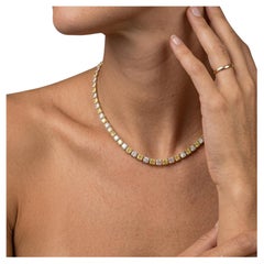 14.5ct Yellow & White Diamond Tennis Necklace in 14K Yellow Gold