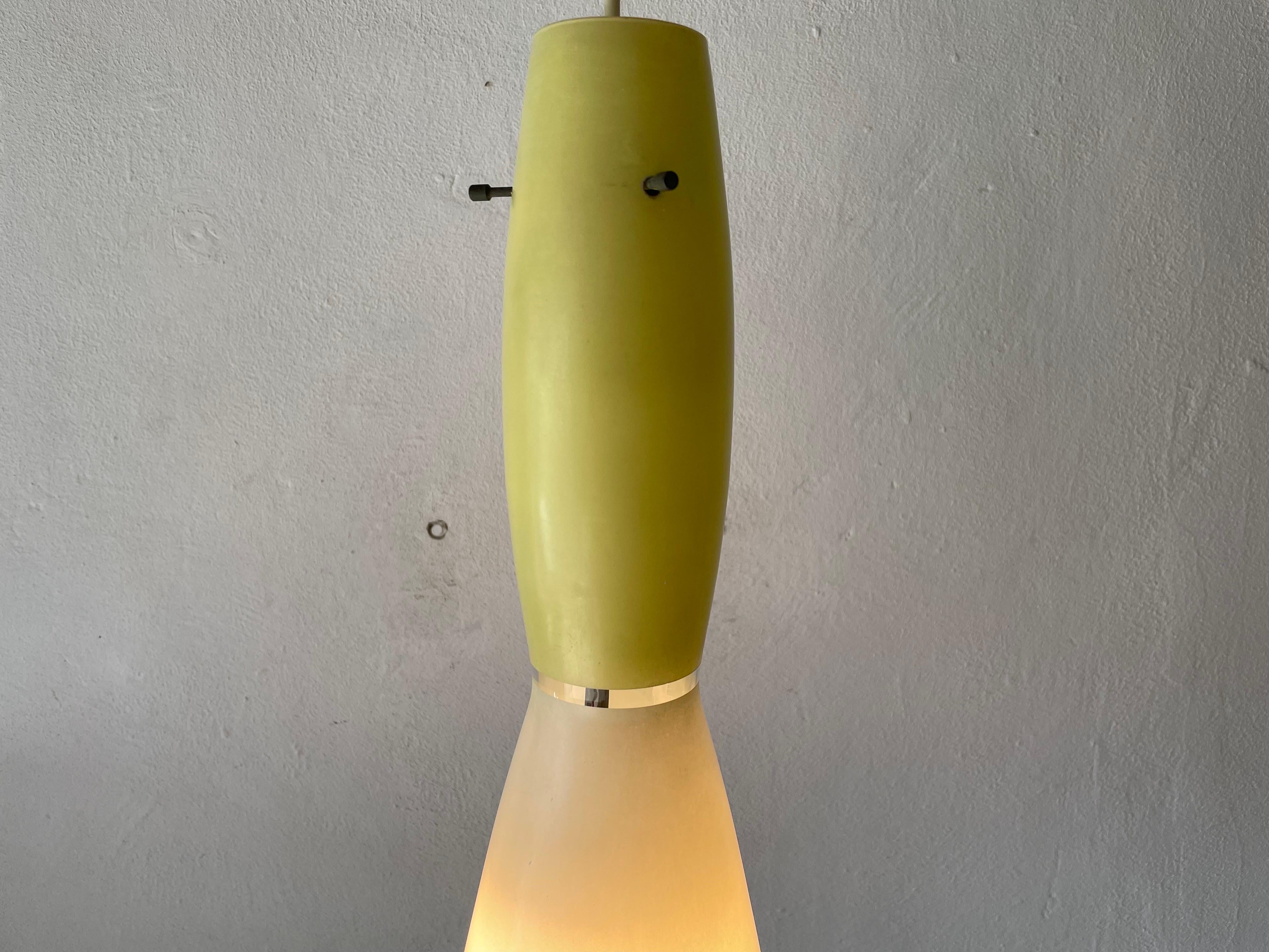 Yellow & White Glass Large Pendant Lamp, in Style of Vistosi, 1960s, Italy For Sale 5