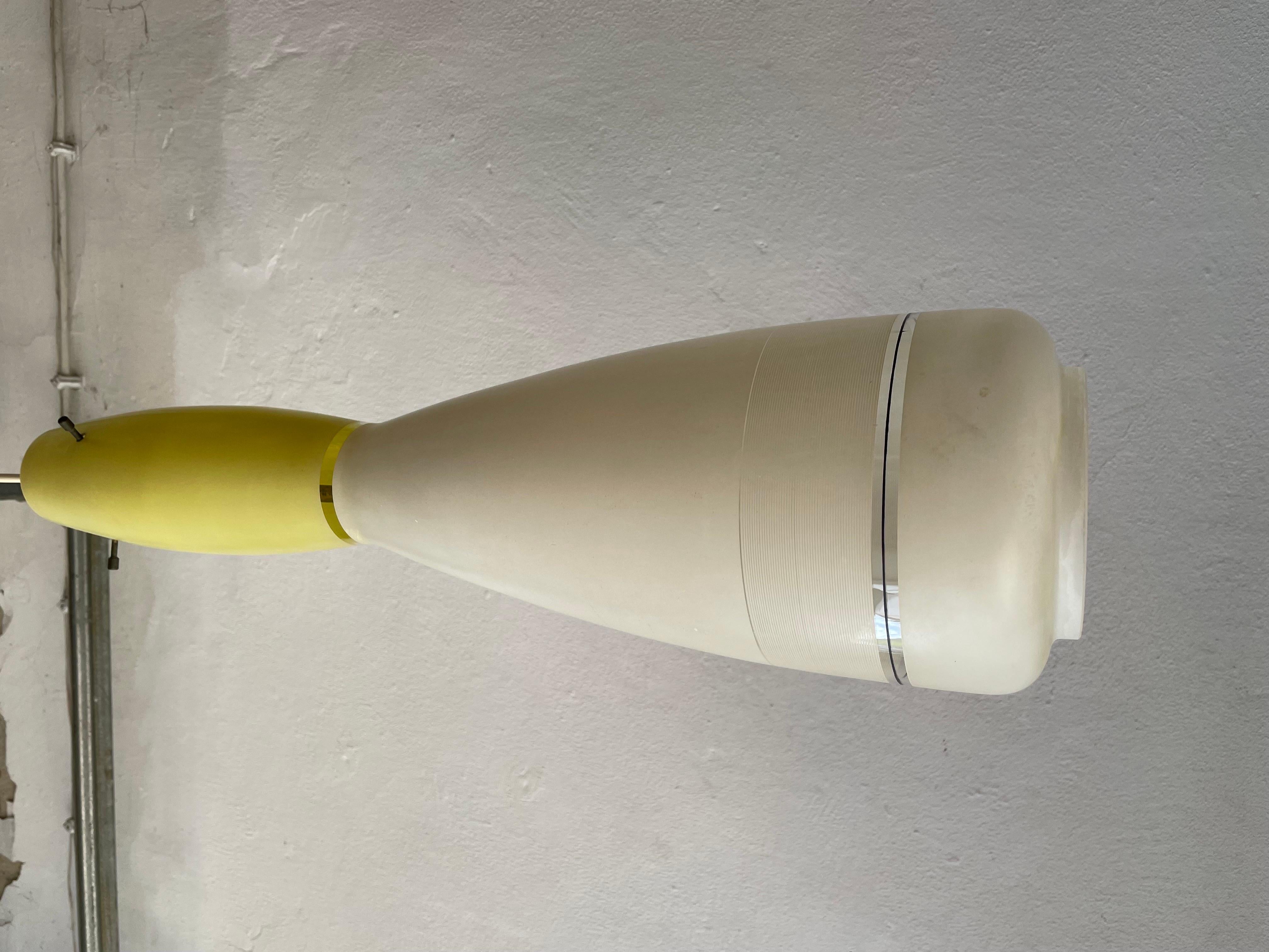Mid-Century Modern Yellow & White Glass Large Pendant Lamp, in Style of Vistosi, 1960s, Italy For Sale