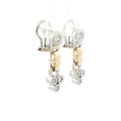 Yellow & White Gold 0.75ctw Bezel Diamond Cluster Dangle Drop Earrings