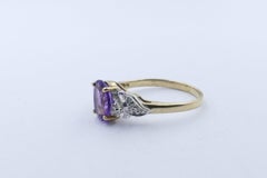 Yellow and White Gold Amethyst and Diamond Engagement/Dress Ring