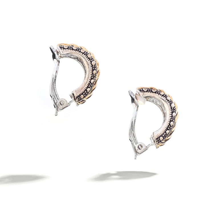 Yellow White Gold and Silver Earclips For Sale (Free Shipping) at 1stDibs