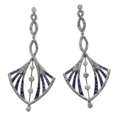 Yellow, White Gold and Sterling Silver Sapphire and Diamond Earrings